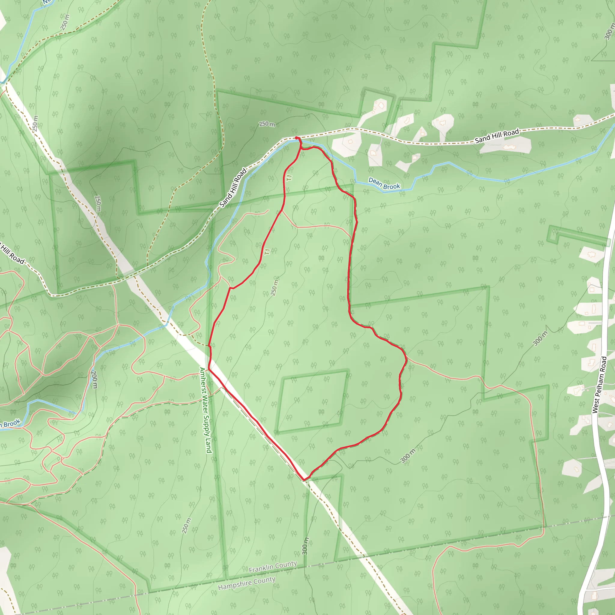 Amherst Watershed Loop mobile static map