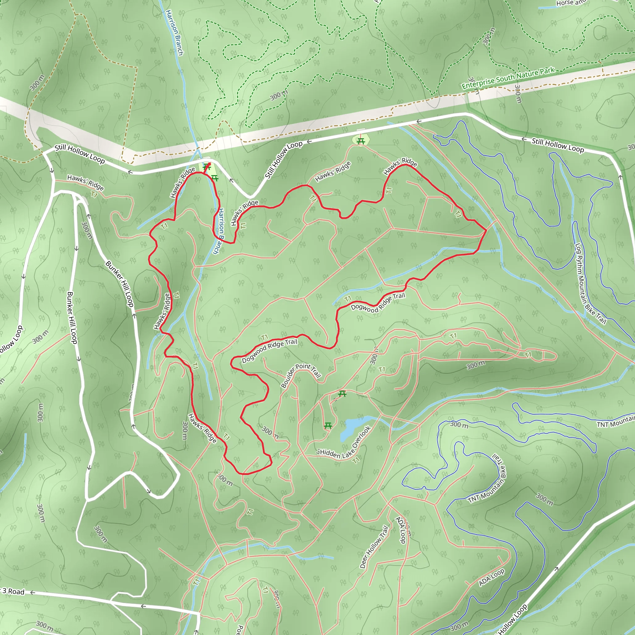 Hawks' Ridge and Dogwood Ridge Loop Trail mobile static map