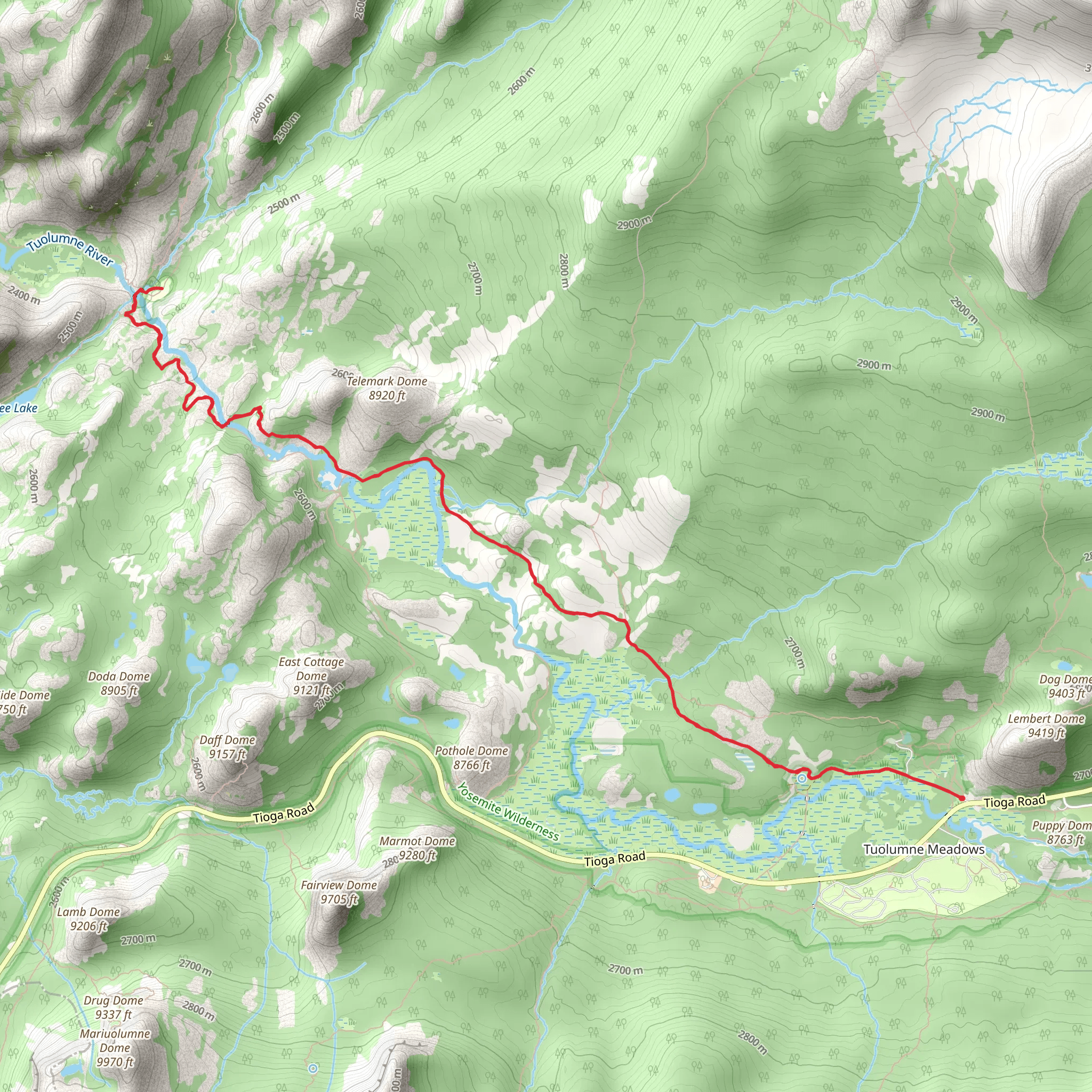 Glen Aulin High Sierra Camp via Pacific Crest National Scenic Trail mobile static map
