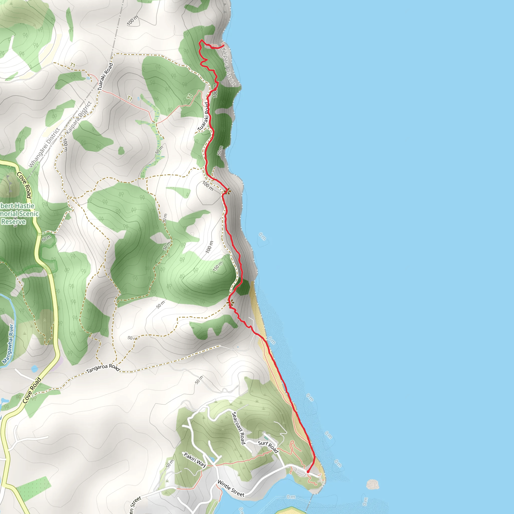 Mangawhai Cliffs Walkway mobile static map