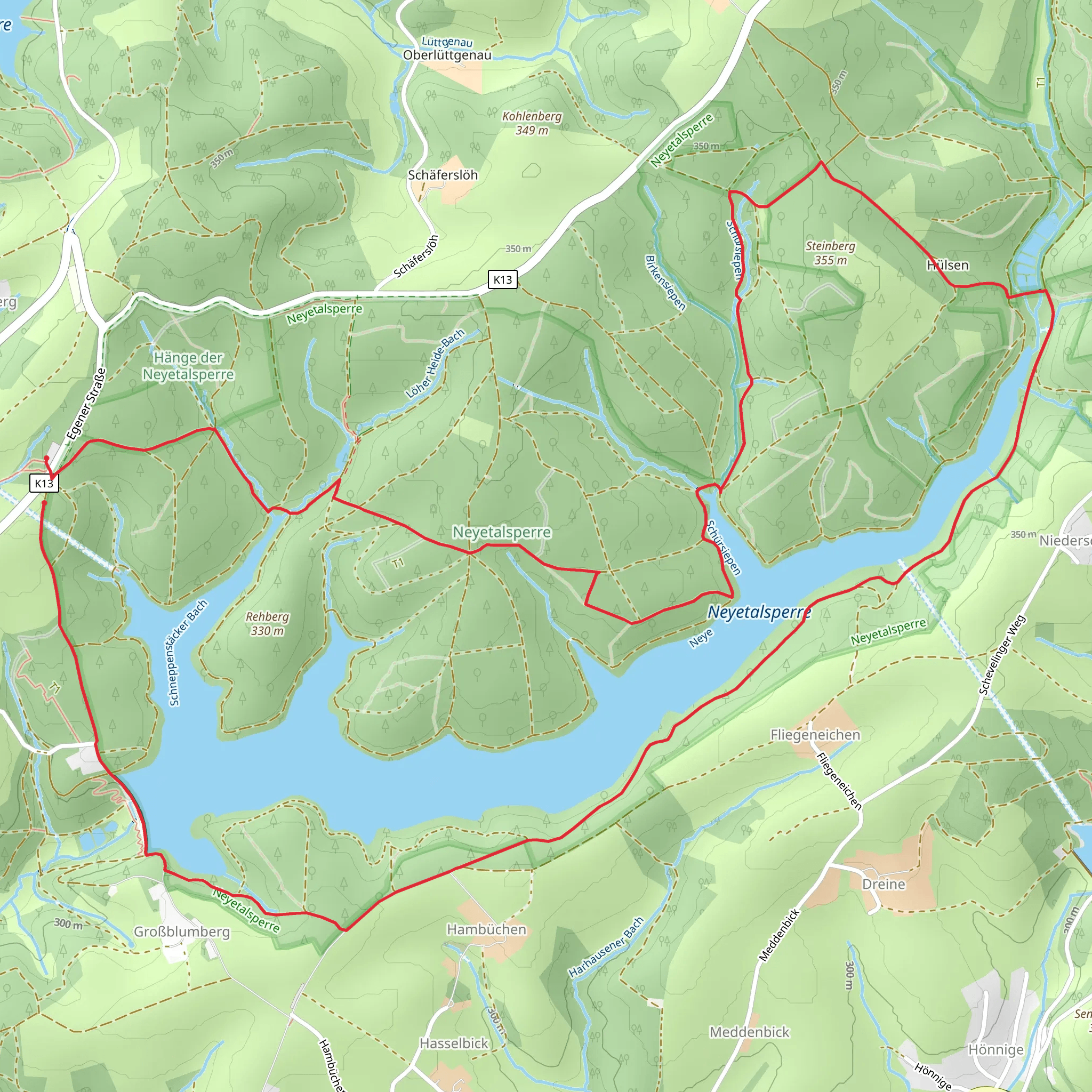 Neyetalsperre mit Panorama Steig mobile static map