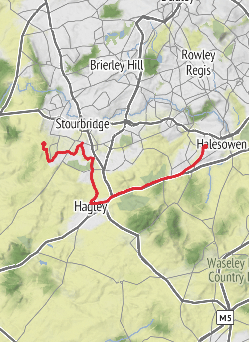 Dudley - W4 Mon Long Run - 13km Hotspot L mobile static map