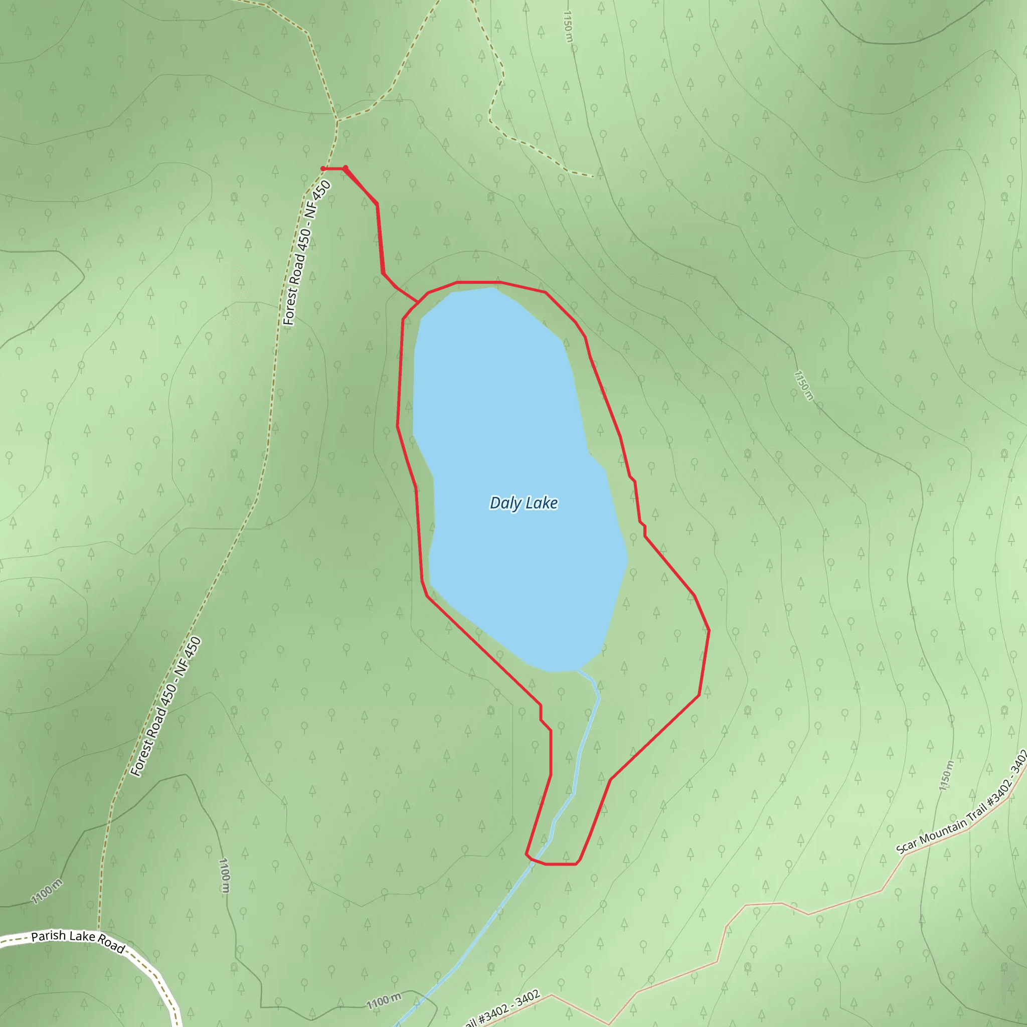 Daly Lake Trail mobile static map