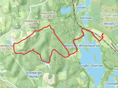 Ameissee and Rohrmoser Weiher via Kleiner Lauterbacher Waldweg and Osterseen Wanderweg