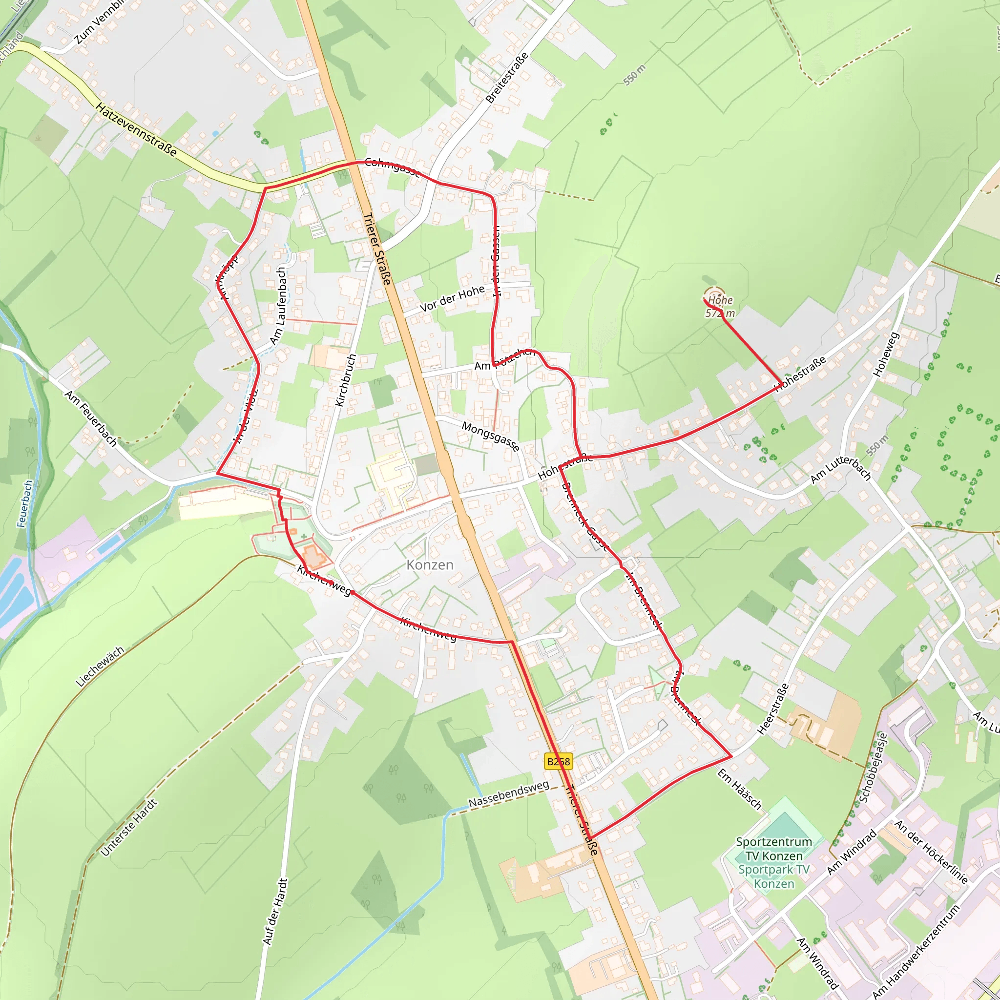 Hohe via Unterwegs in Konzen mobile static map