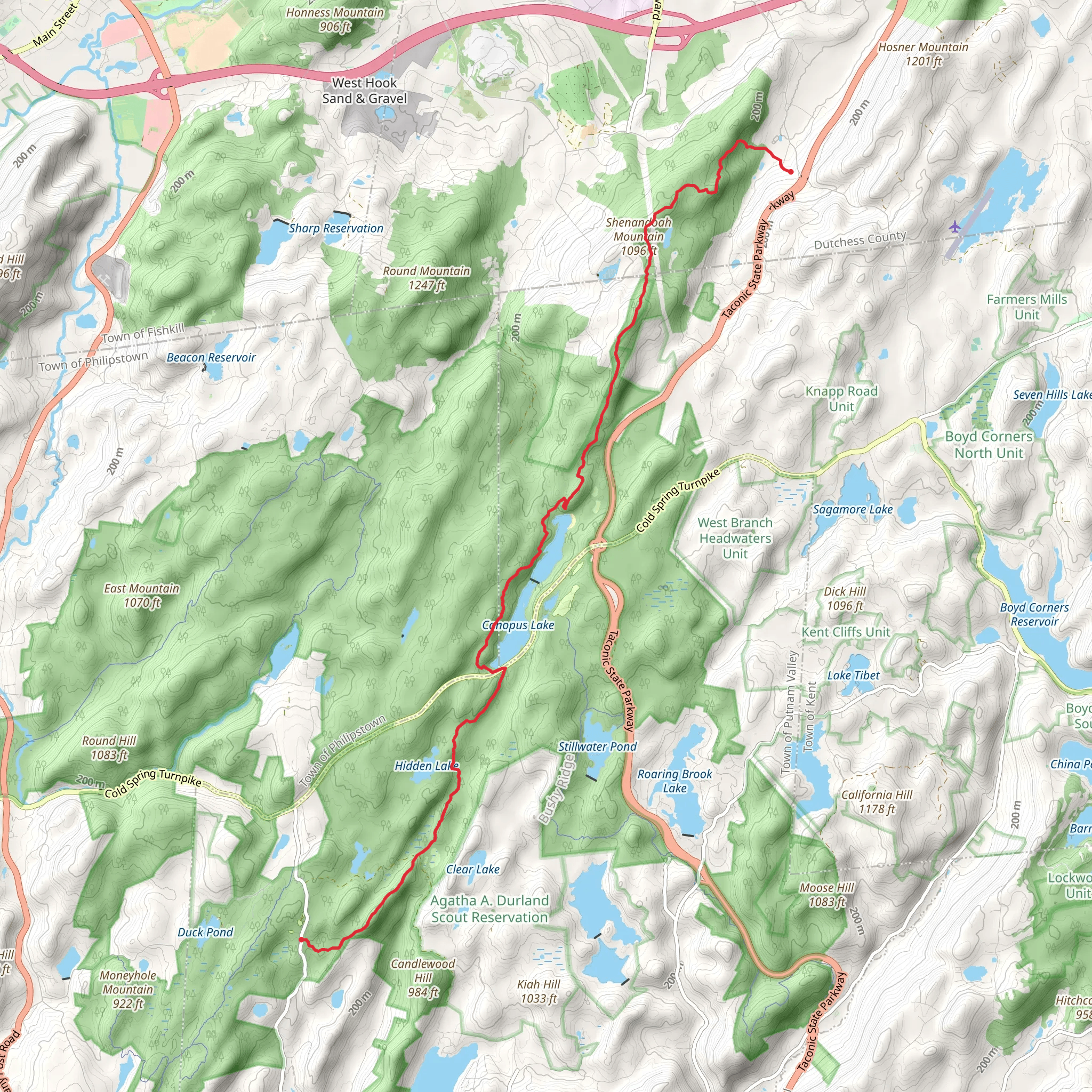 Shenandoah Mountain, Canopus Lake via Appalachian Trail mobile static map