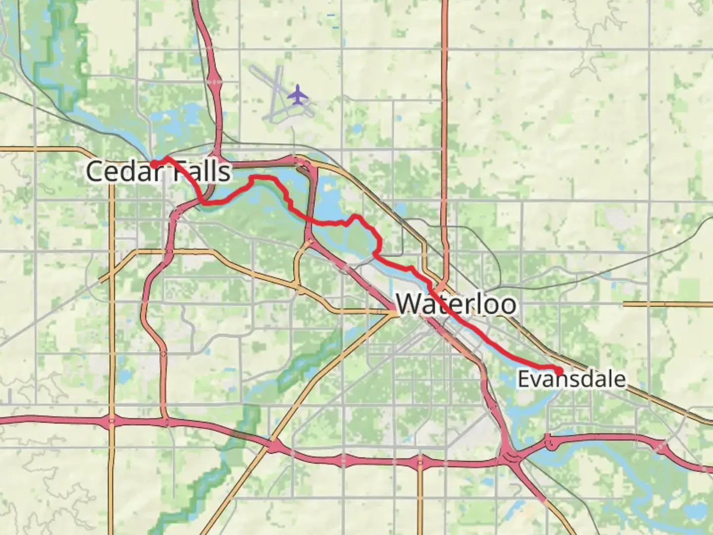 An image depicting the trail Cedar Valley Lakes Trail and its surrounding area.