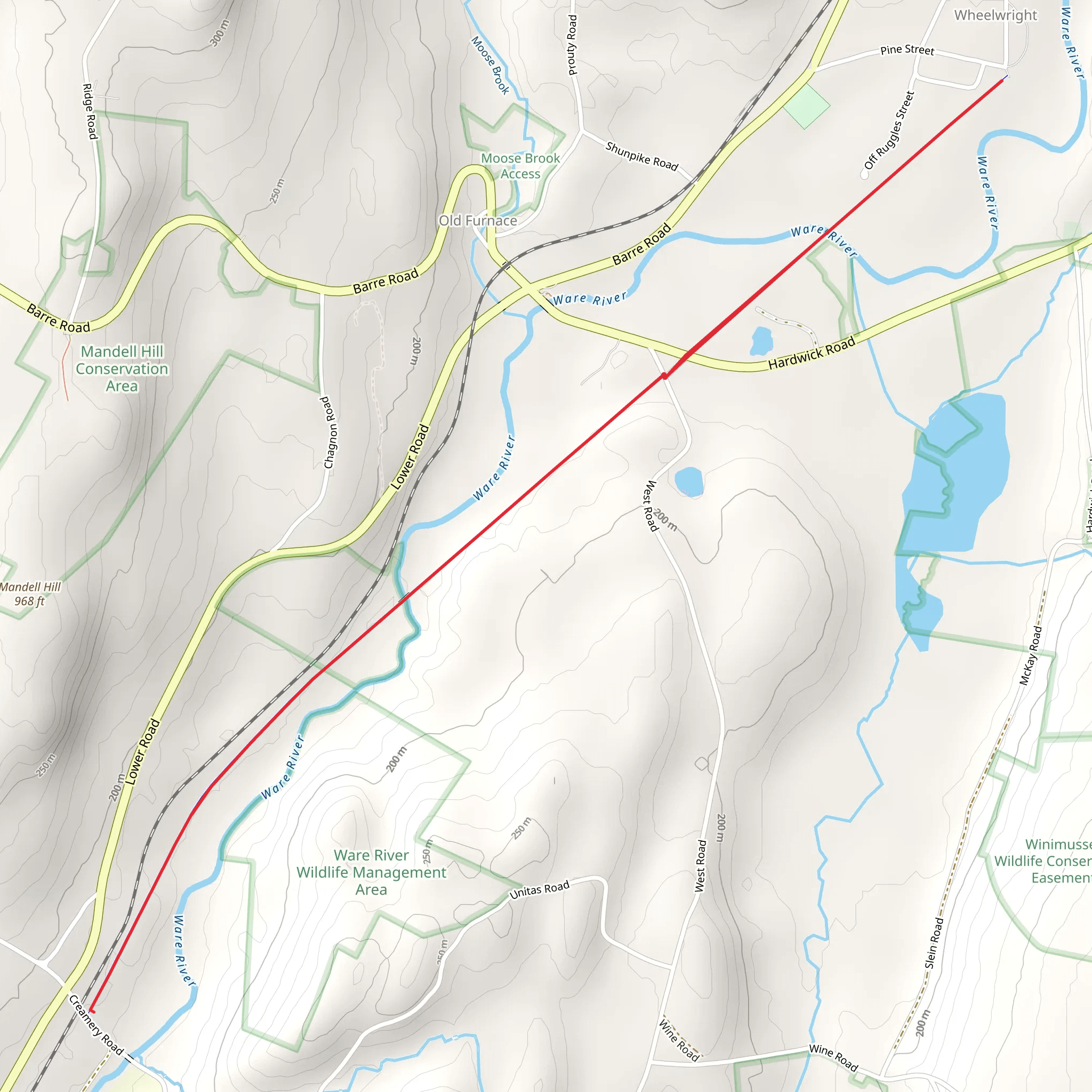 Mass Central Rail Trail via Ware River mobile static map