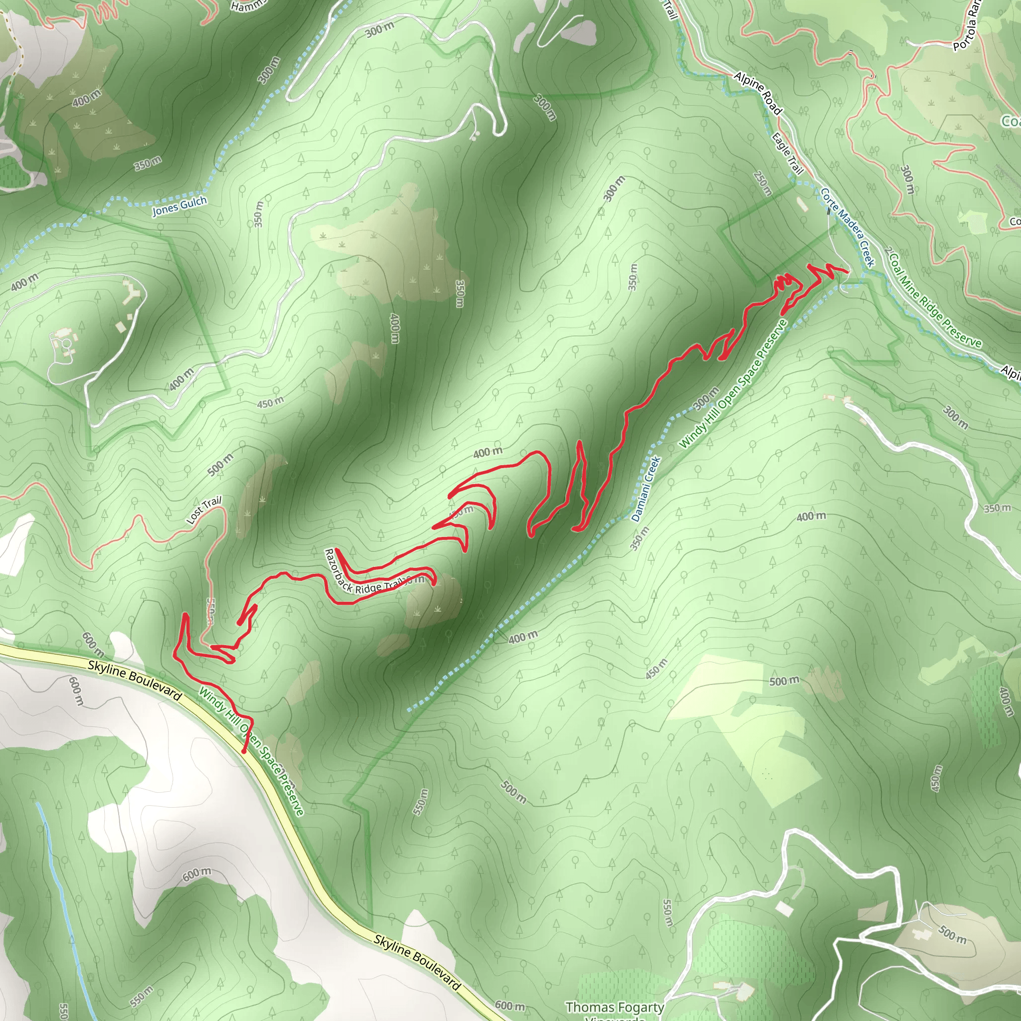 Razorback Ridge Trail mobile static map