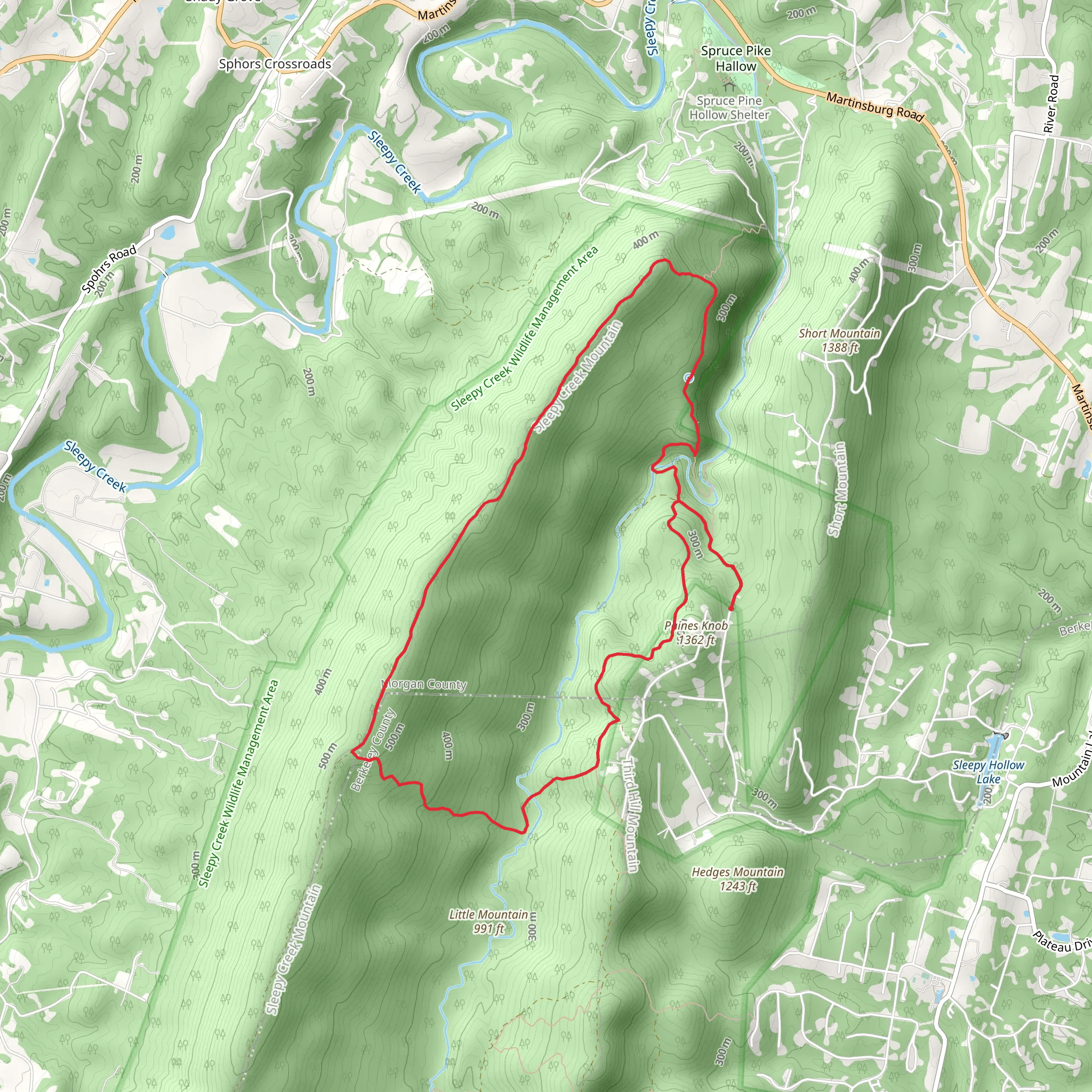 Tuscarora and Sleepy Creek Mountain Loop Trail mobile static map