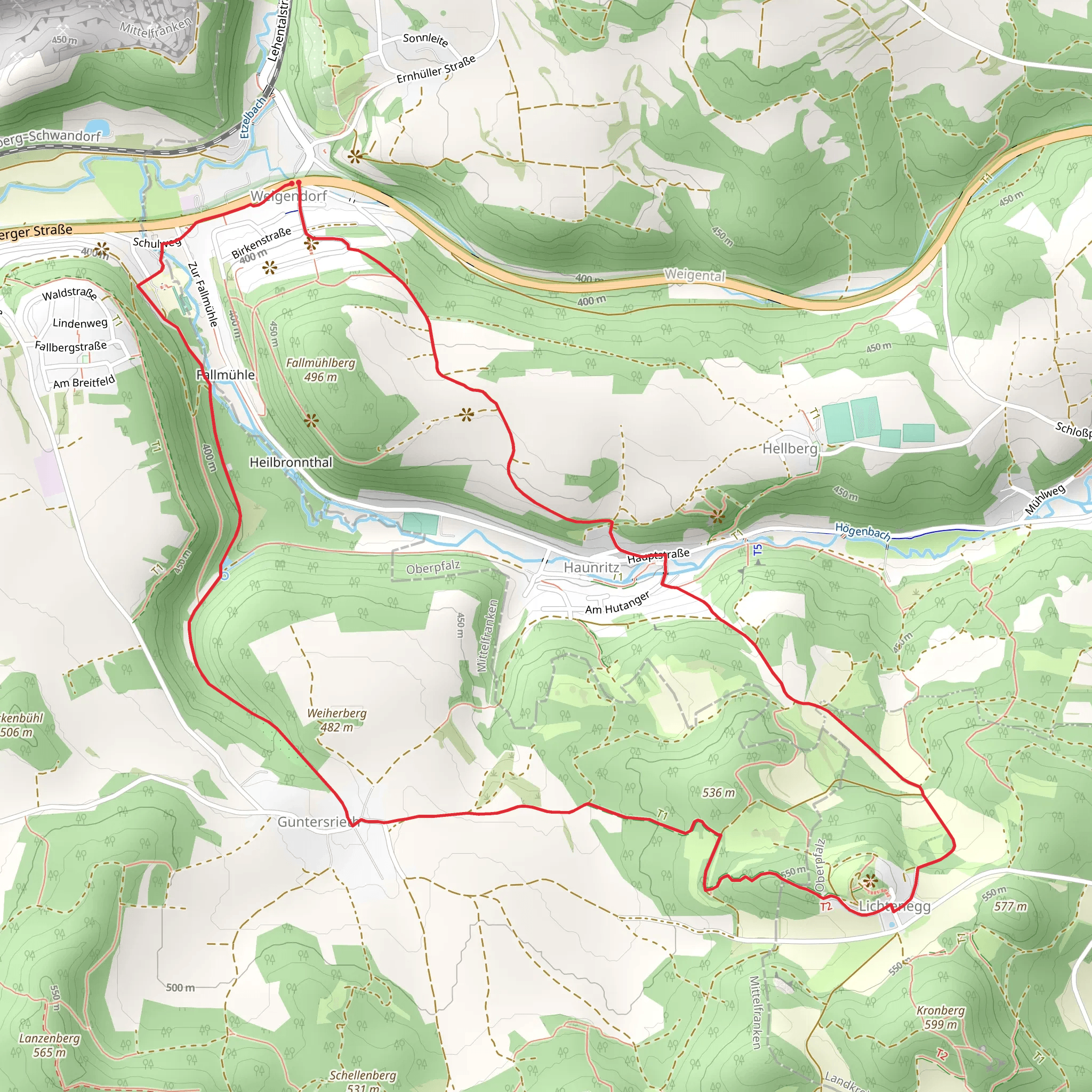 Weigendorf to Haunritz and Lichtenegg Loop mobile static map