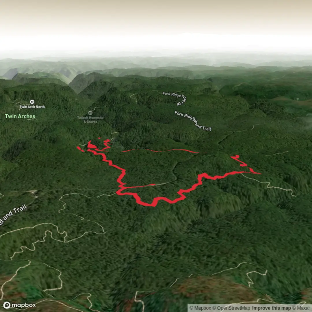 An image depicting the trail Slave Falls and Needle Arch via Slave Falls Loop Trail and its surrounding area.