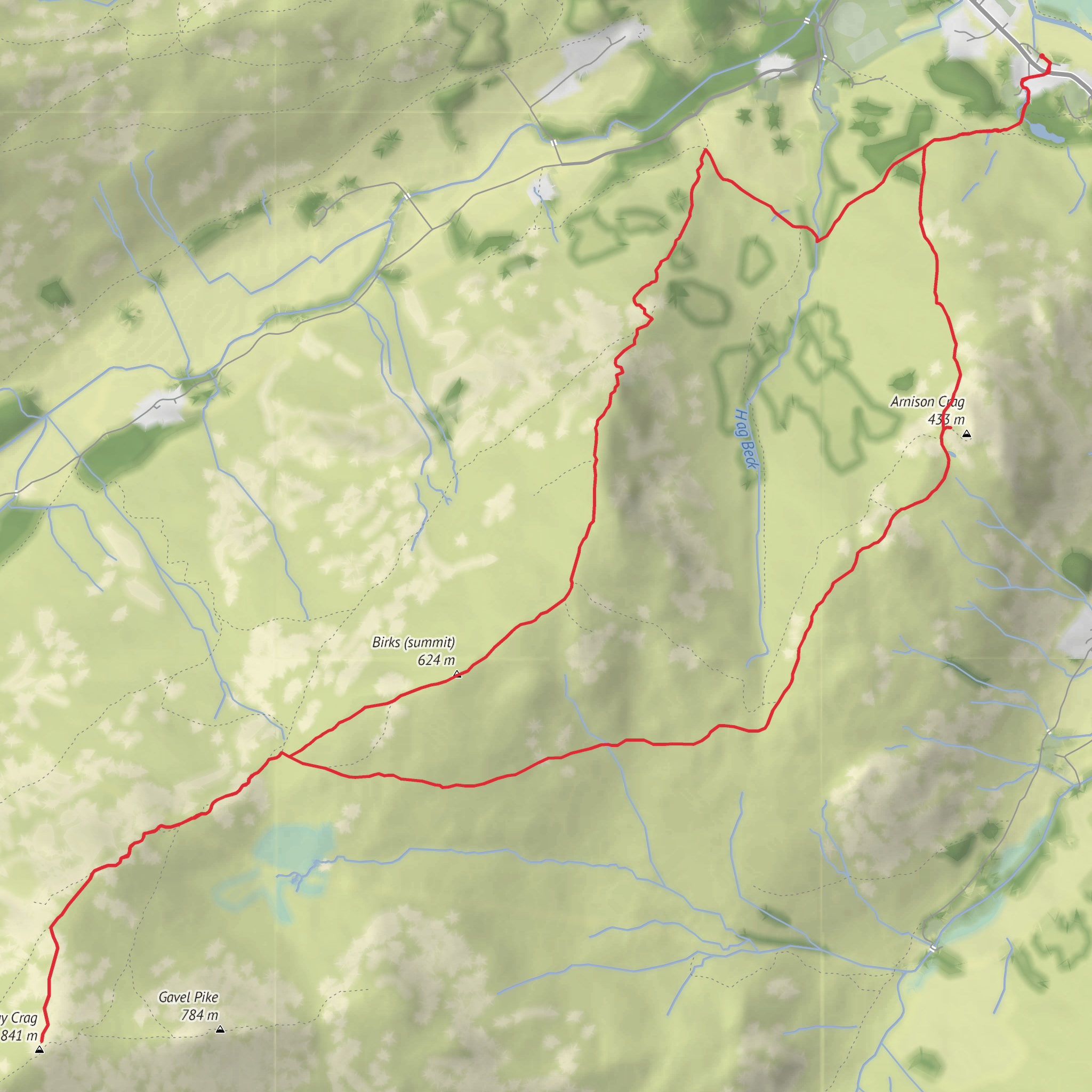 Arnison crag, St Sundays crag and Birks circular mobile static map
