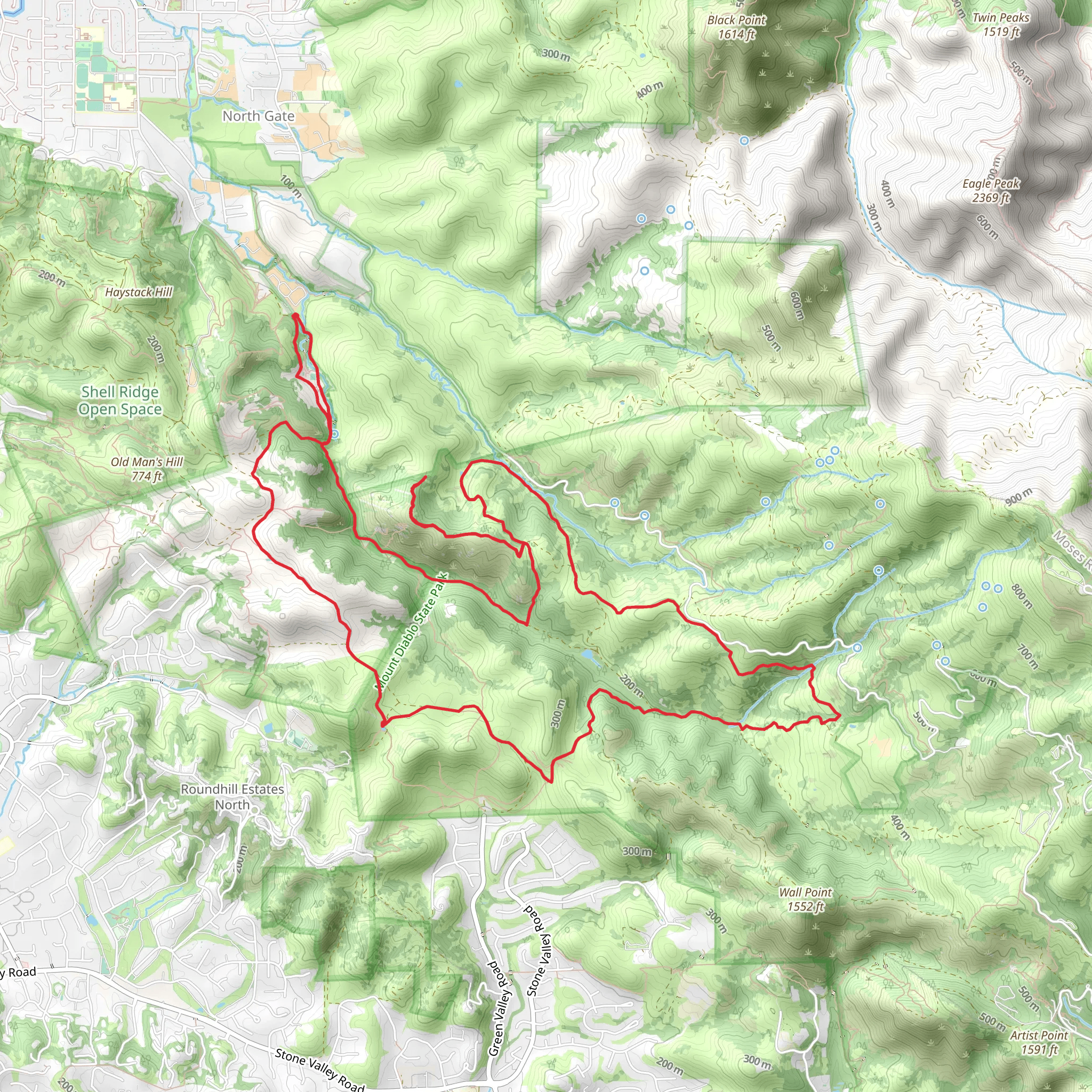 Castle Rock, Sunset Trail, China Wall and ADT Loop mobile static map