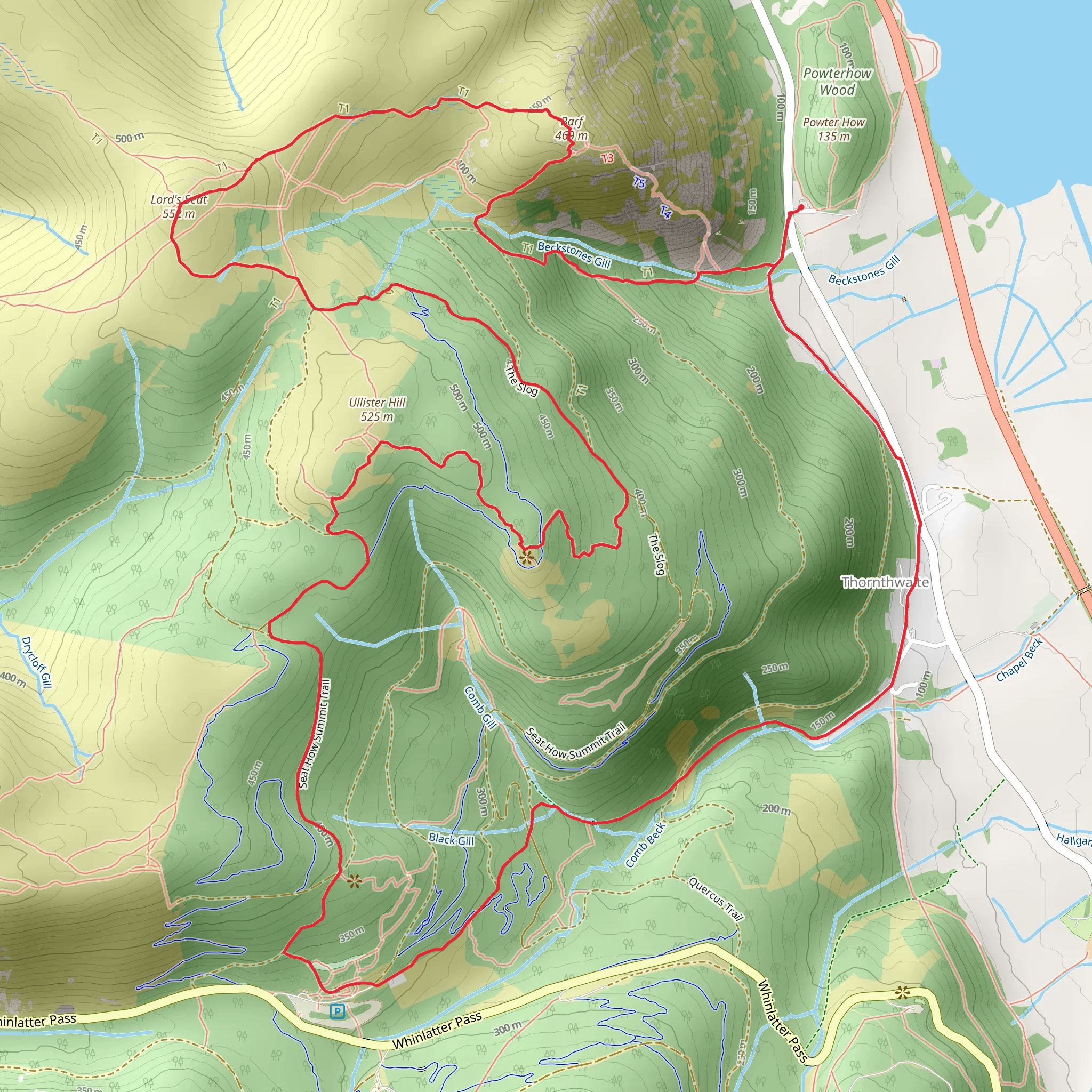 Barf, Lord's Seat, Seat How and Whinlatter Loop mobile static map