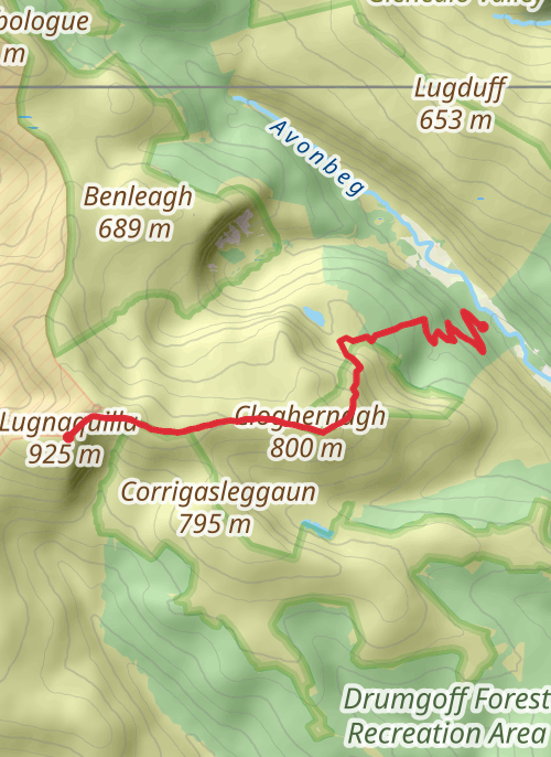 Lugnaquilla w górę  mobile static map