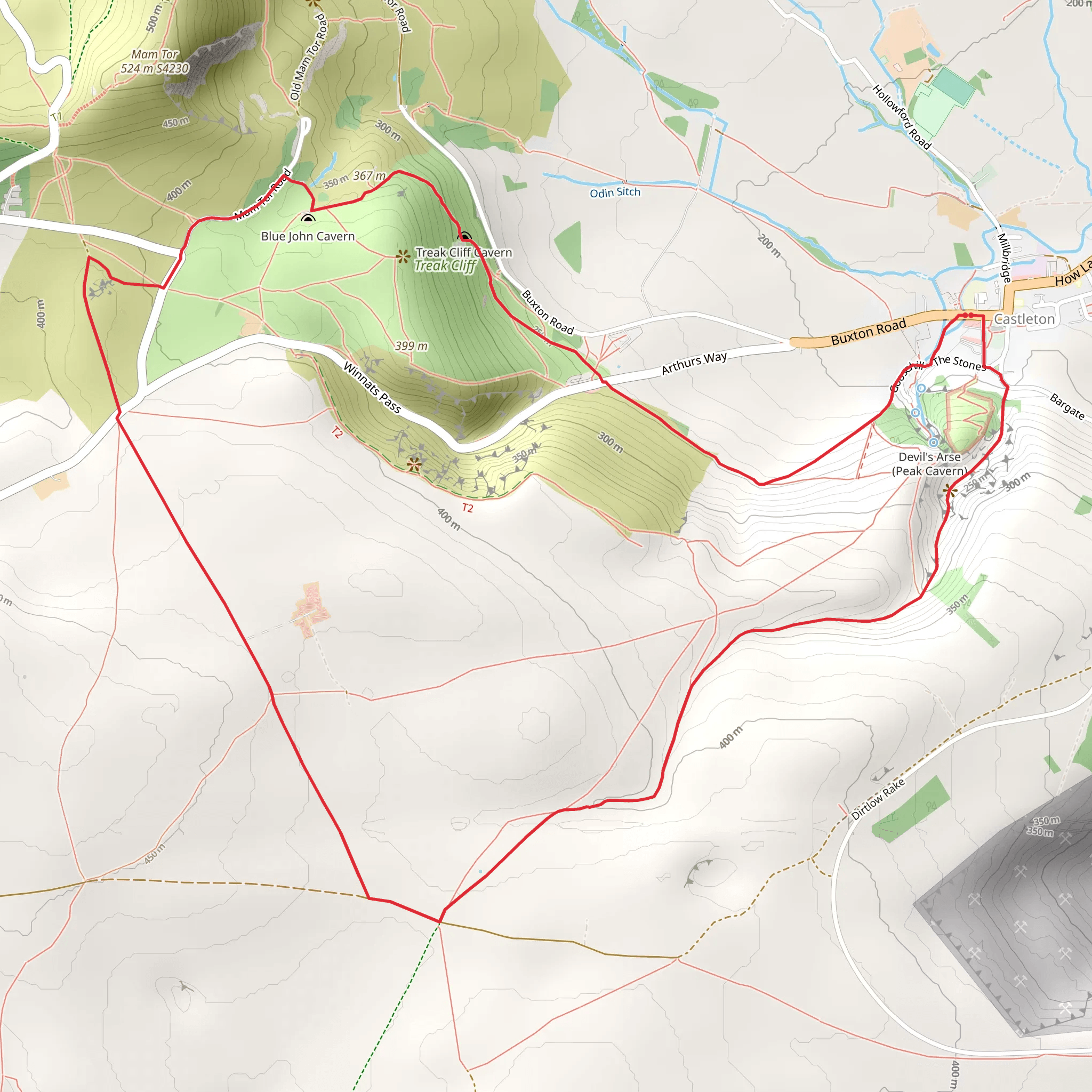 Castleton and Peaks Loop via Limestone way mobile static map