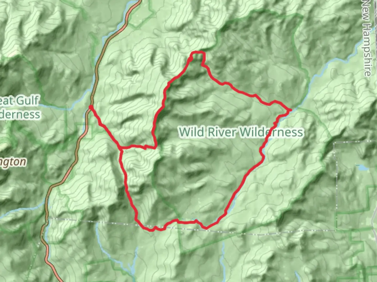 An image depicting the trail South Carter Mountain, Imp Mountain and Wild River Loop via Nineteen Mile Brook Trail and its surrounding area.