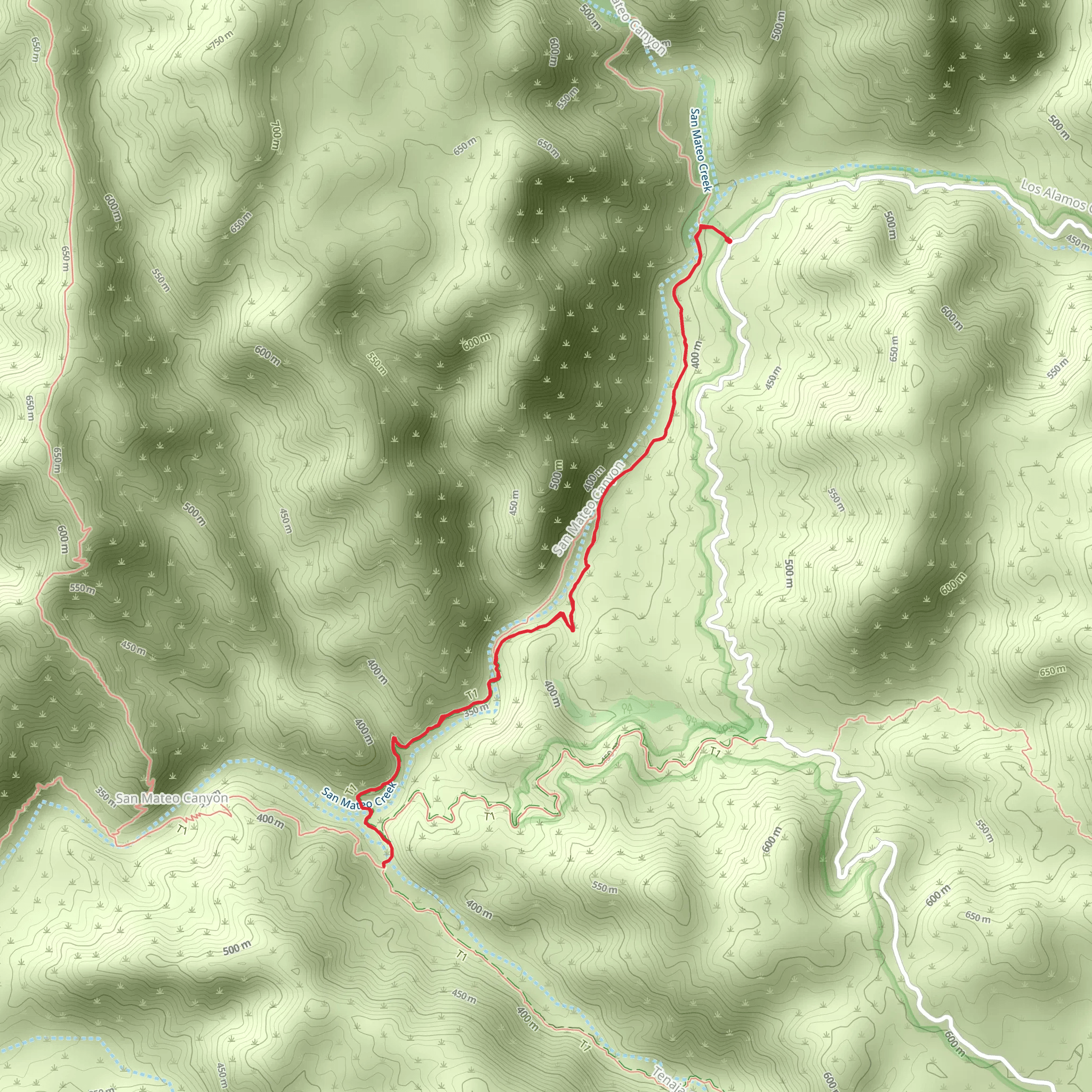 Fisherman's Camp via San Mateo Trail mobile static map