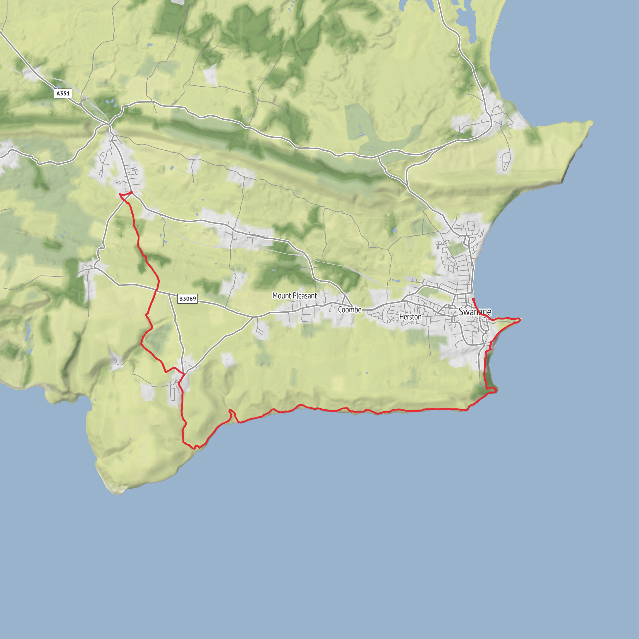 Corfe to Swanage via Seacombe Cliff, Compass and Durlston Head mobile static map