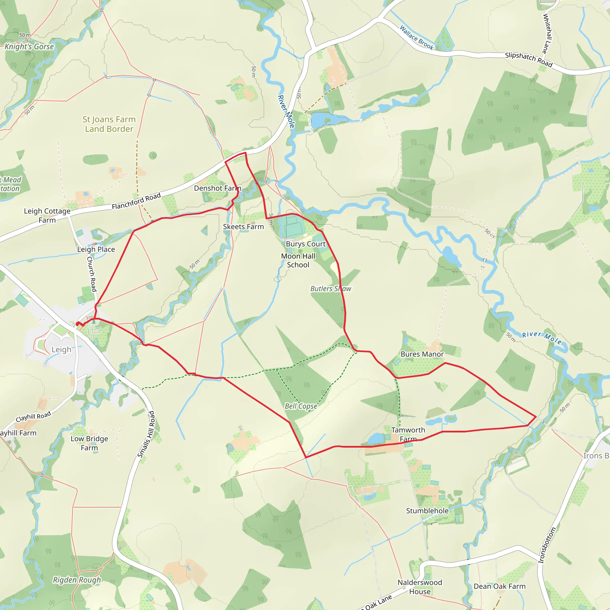 Leigh and Bell Copse Loop mobile static map