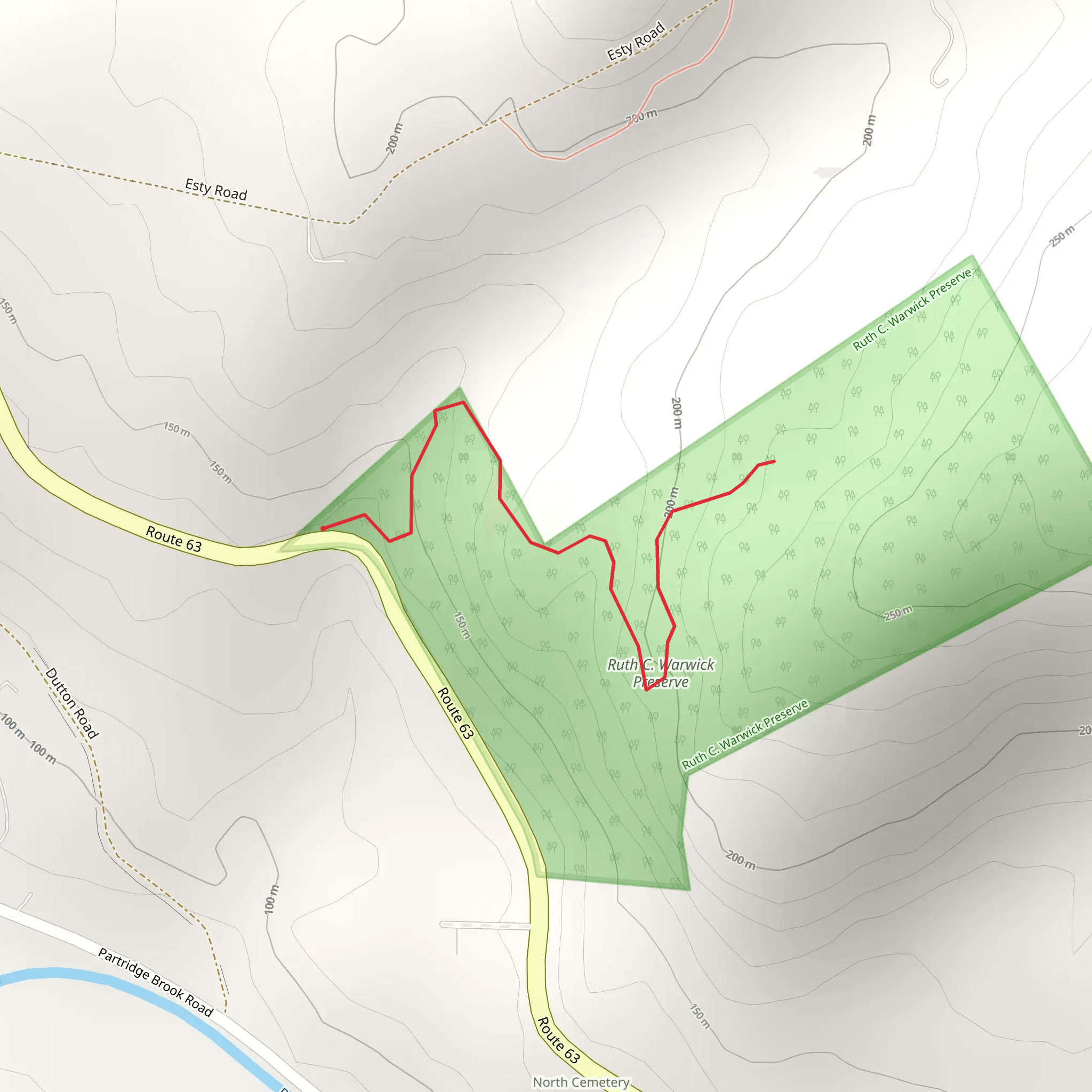 Warwick Preserve Out and Back mobile static map