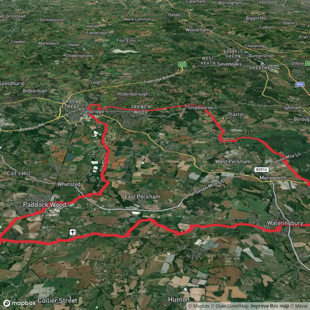 An image depicting the trail 50km Hike from Kings Hill and its surrounding area.