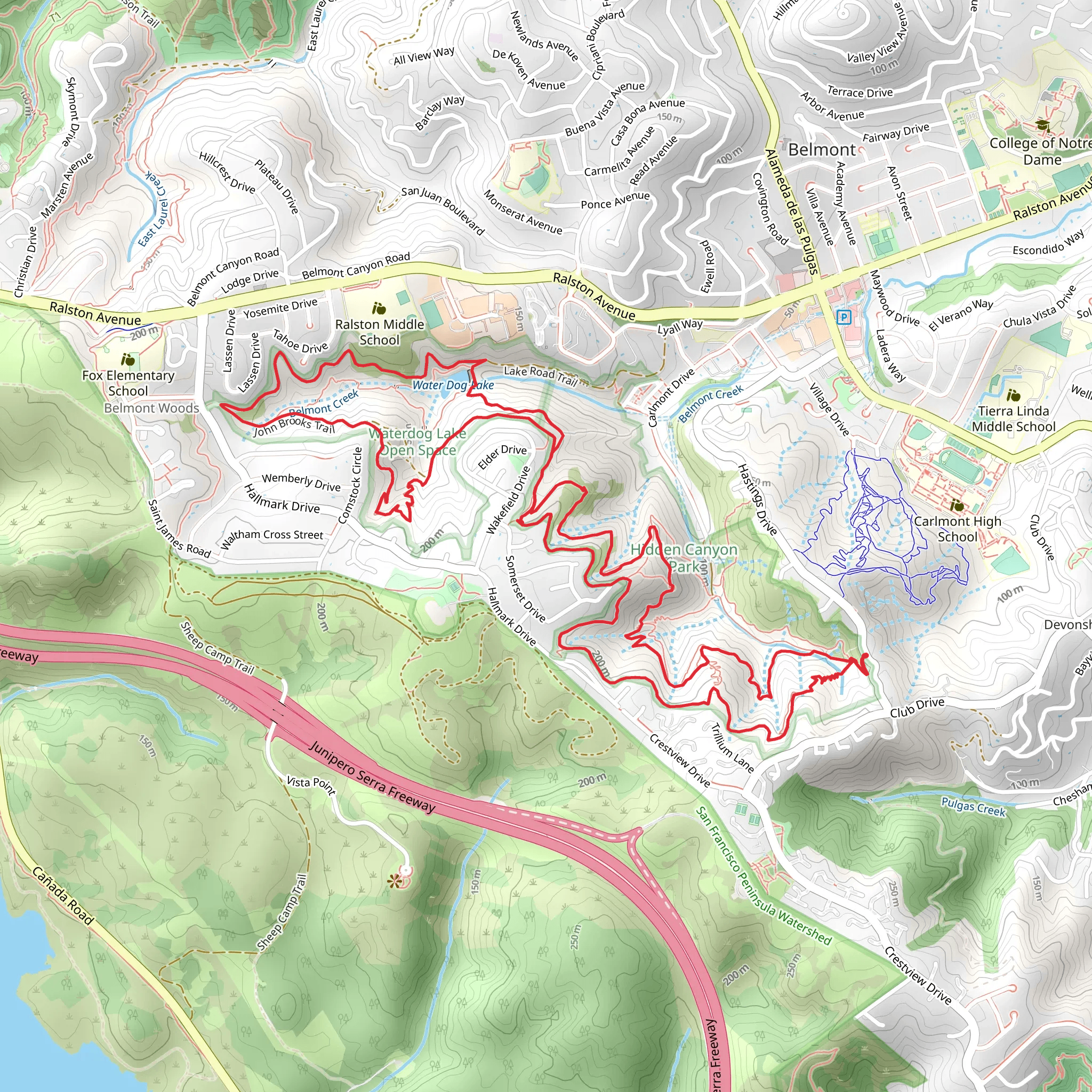Chaparral, Water Dog Lake and Labor of Love Loop Trail mobile static map
