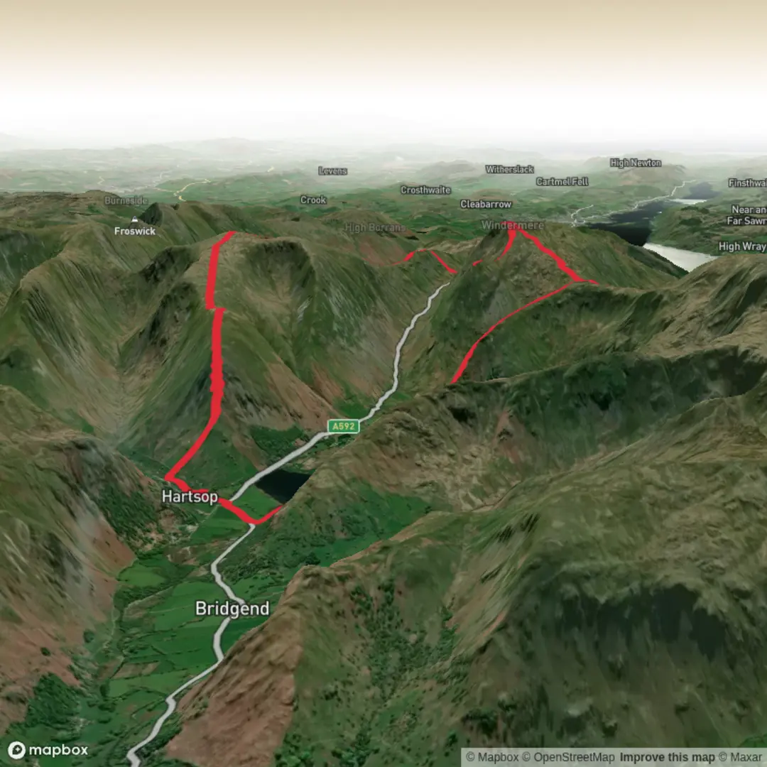 An image depicting the trail Kirkstone north and its surrounding area.