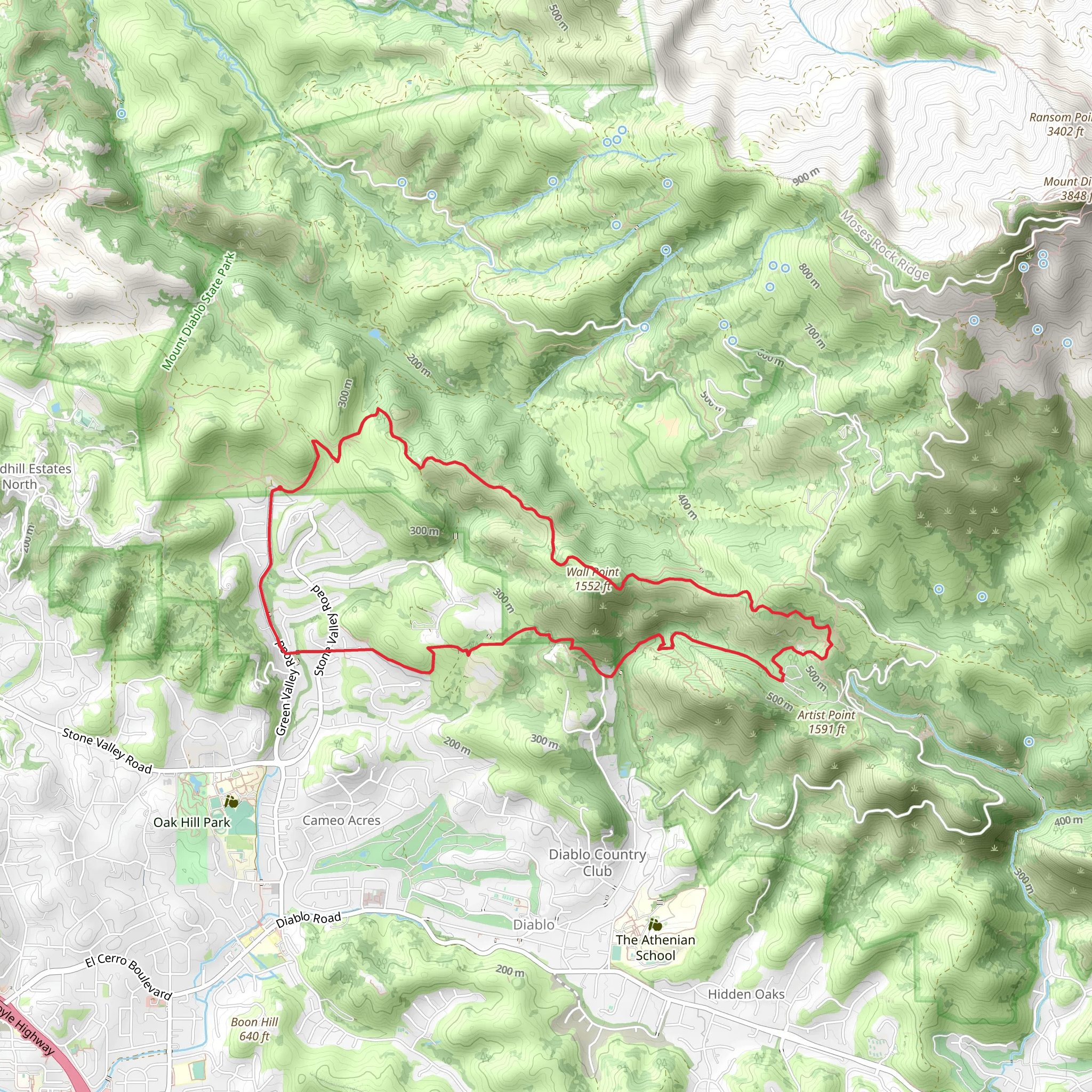 Wall Point Loop via ADT and Green Valley Trail mobile static map