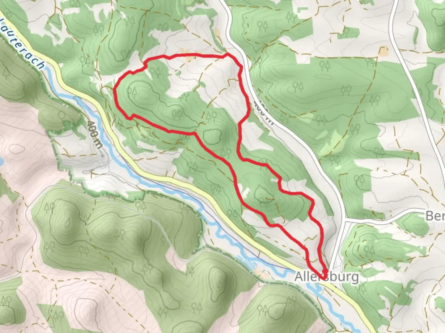 An image depicting the trail Malsbach and Allersburg Loop and its surrounding area.