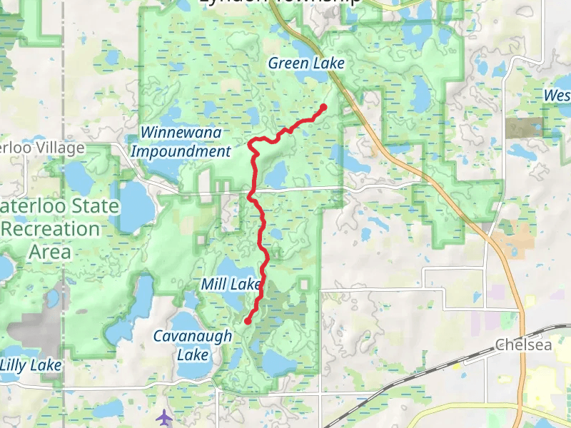 Waterloo-Pinckney Trail from Mill Lake