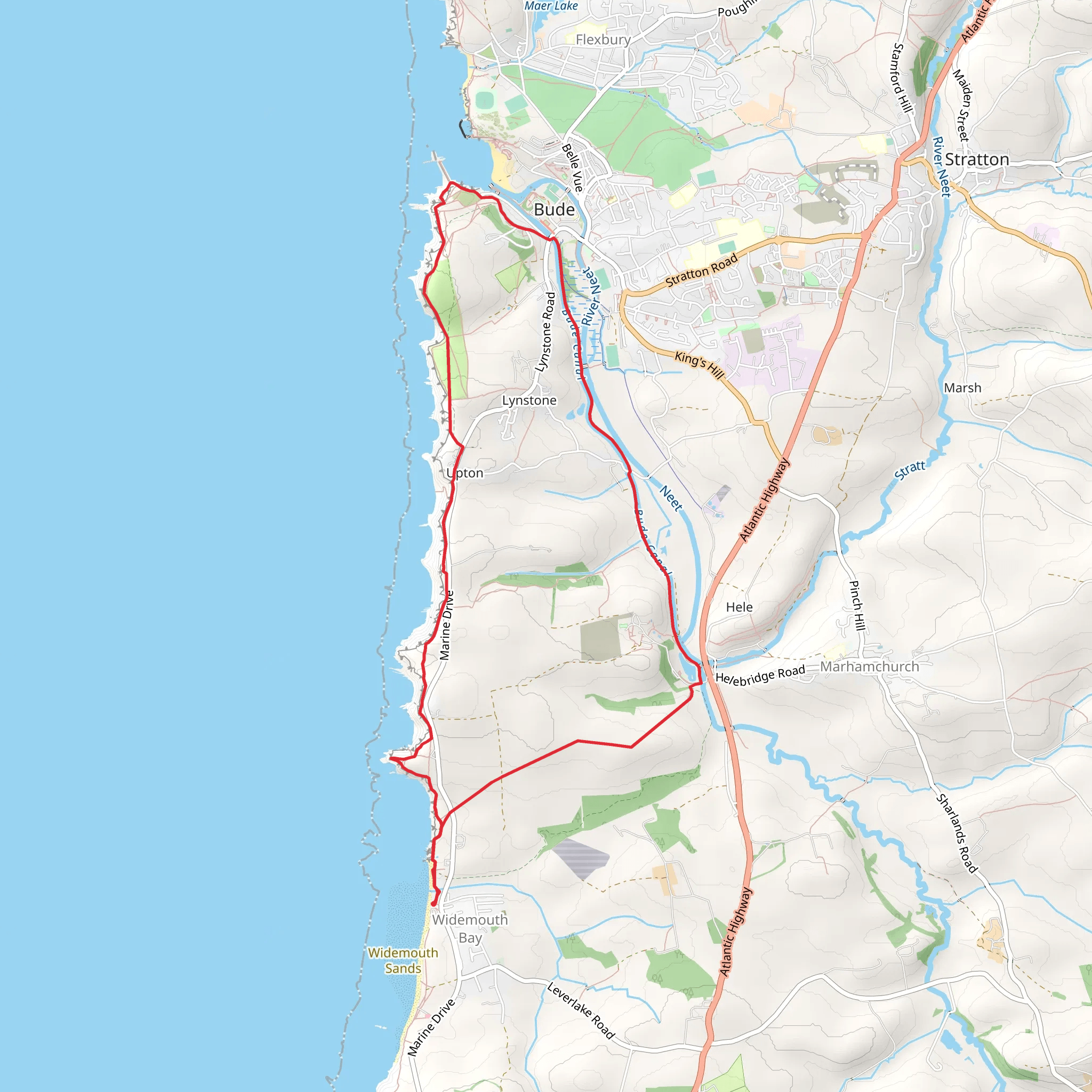 Bude Canal and SWCP mobile static map