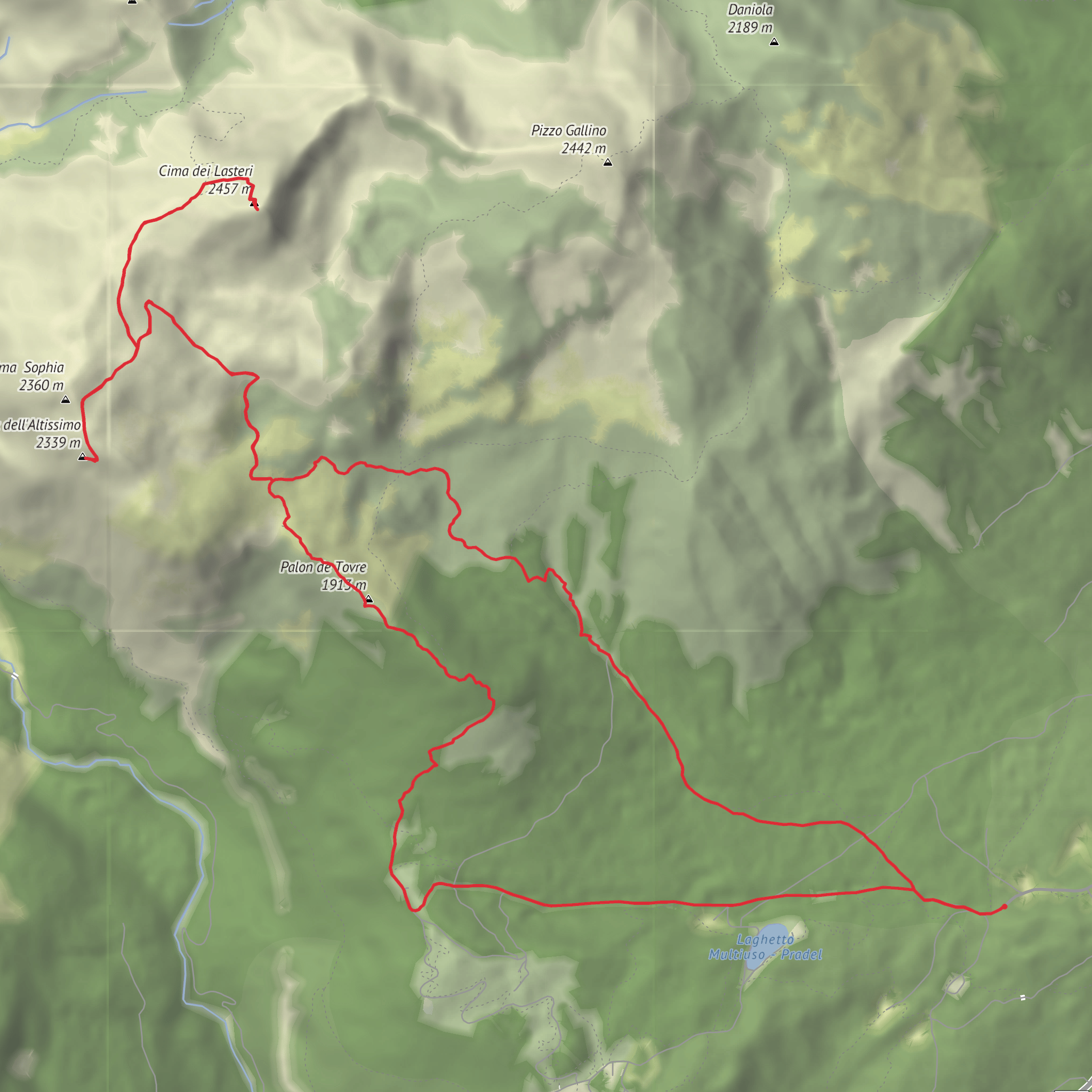 Cima dei Lasteri and Croz dell'Altissimo Loop mobile static map