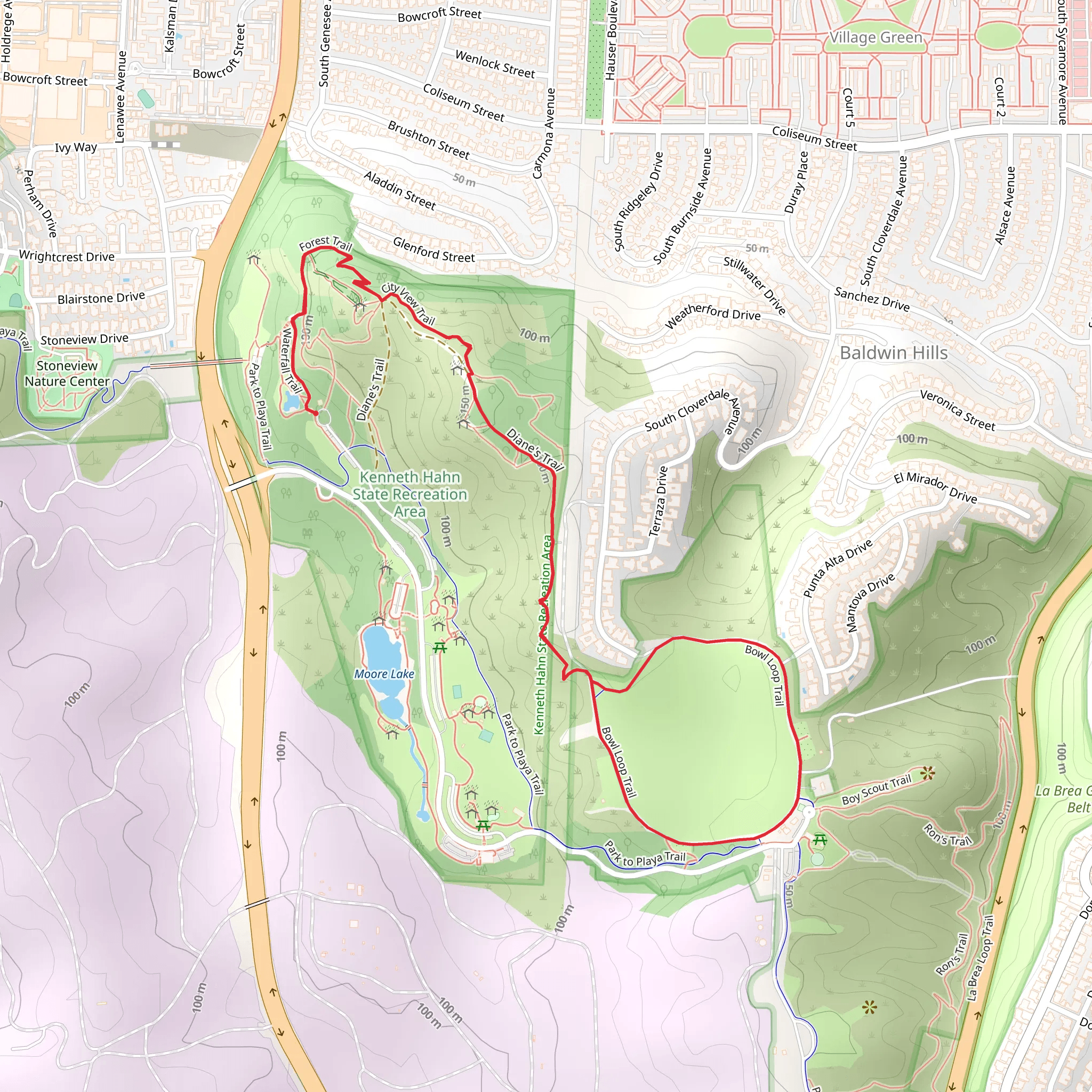 Park to Playa Trail mobile static map
