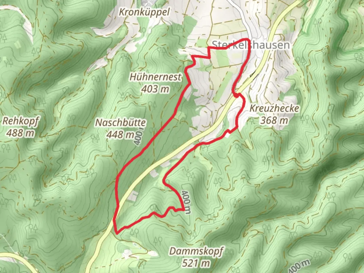 An image depicting the trail Sterkelshausen Rundweg S2 and its surrounding area.