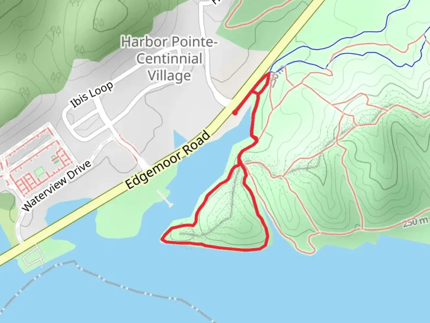 An image depicting the trail West Entrance - West Shore Loop and its surrounding area.