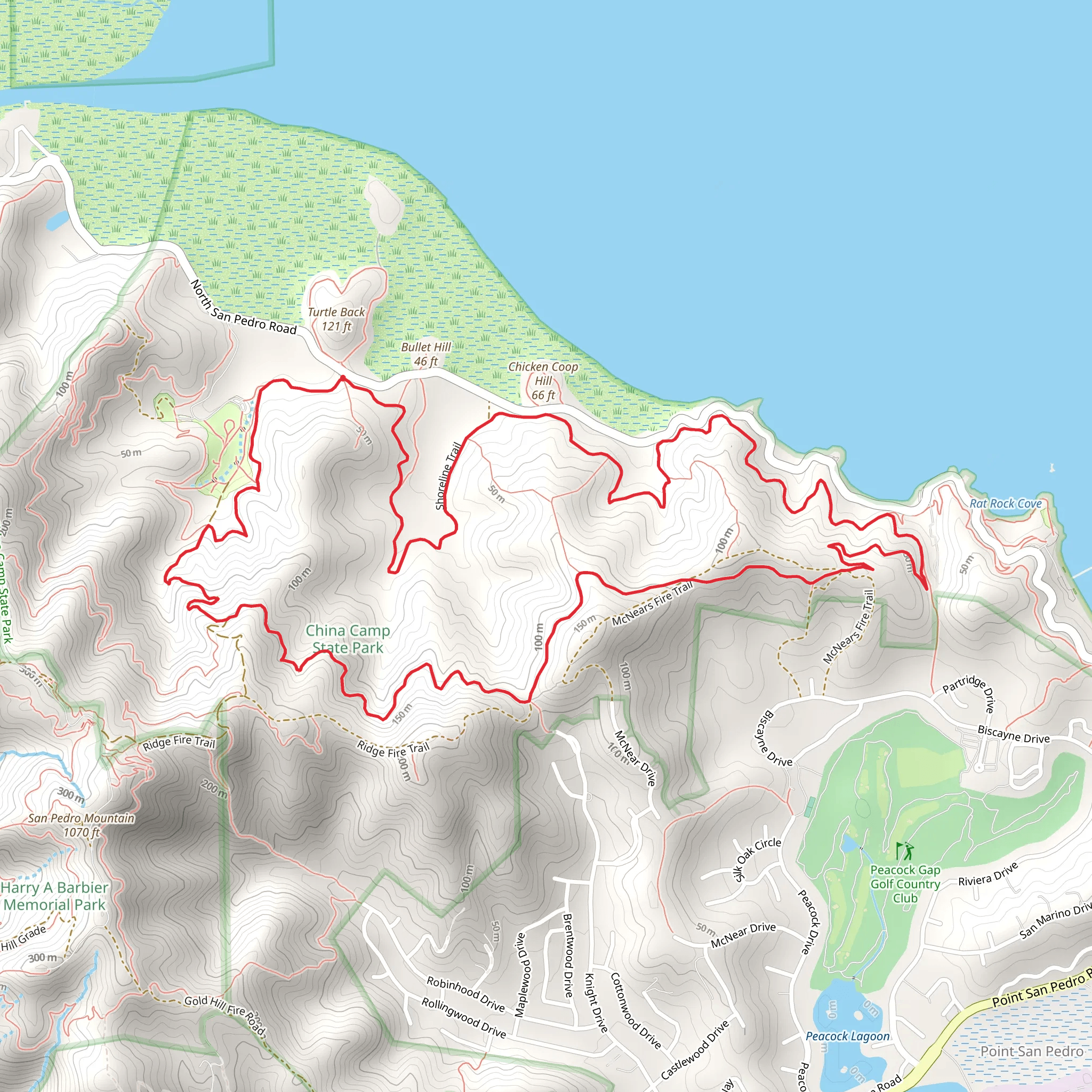 Shoreline Trail, Oak Ridge and Bay View Loop Trail mobile static map