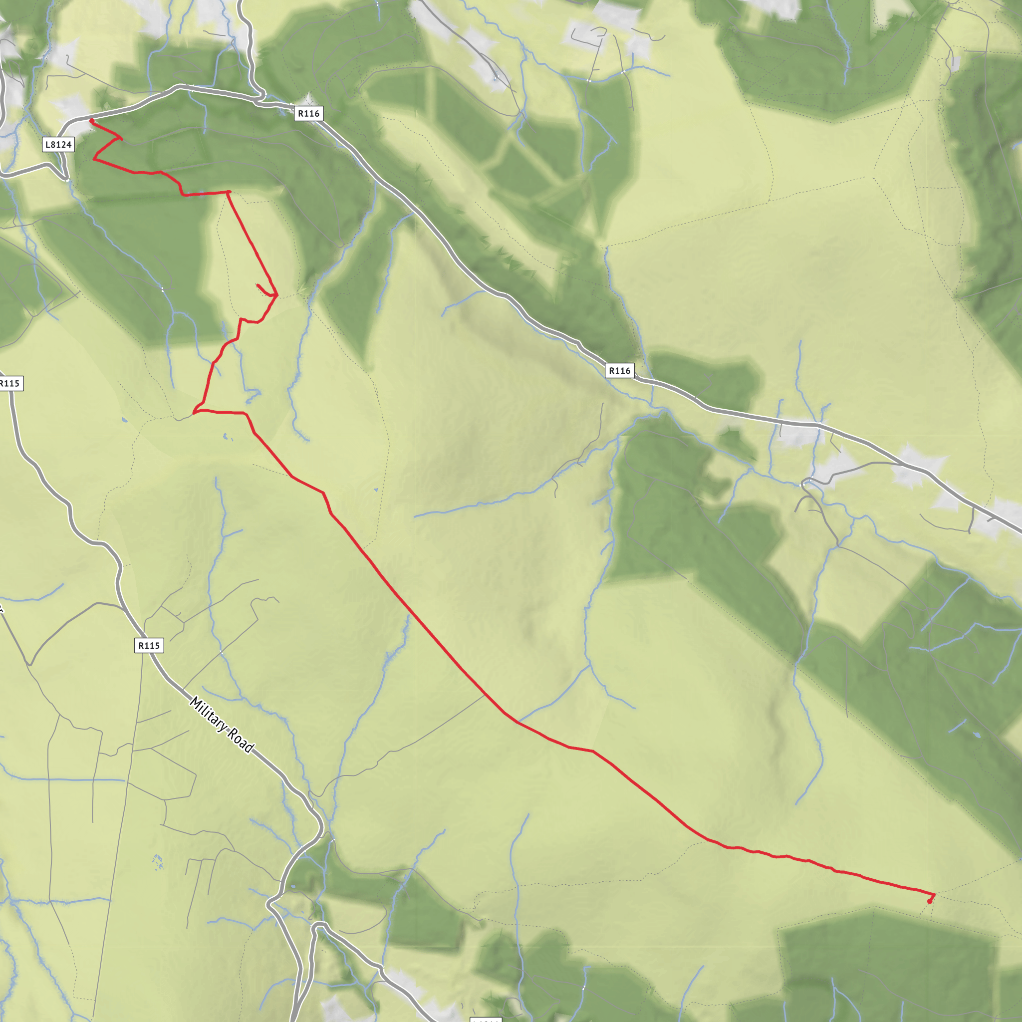 Cruagh to Glencullen Mt via Glendough Mount mobile static map