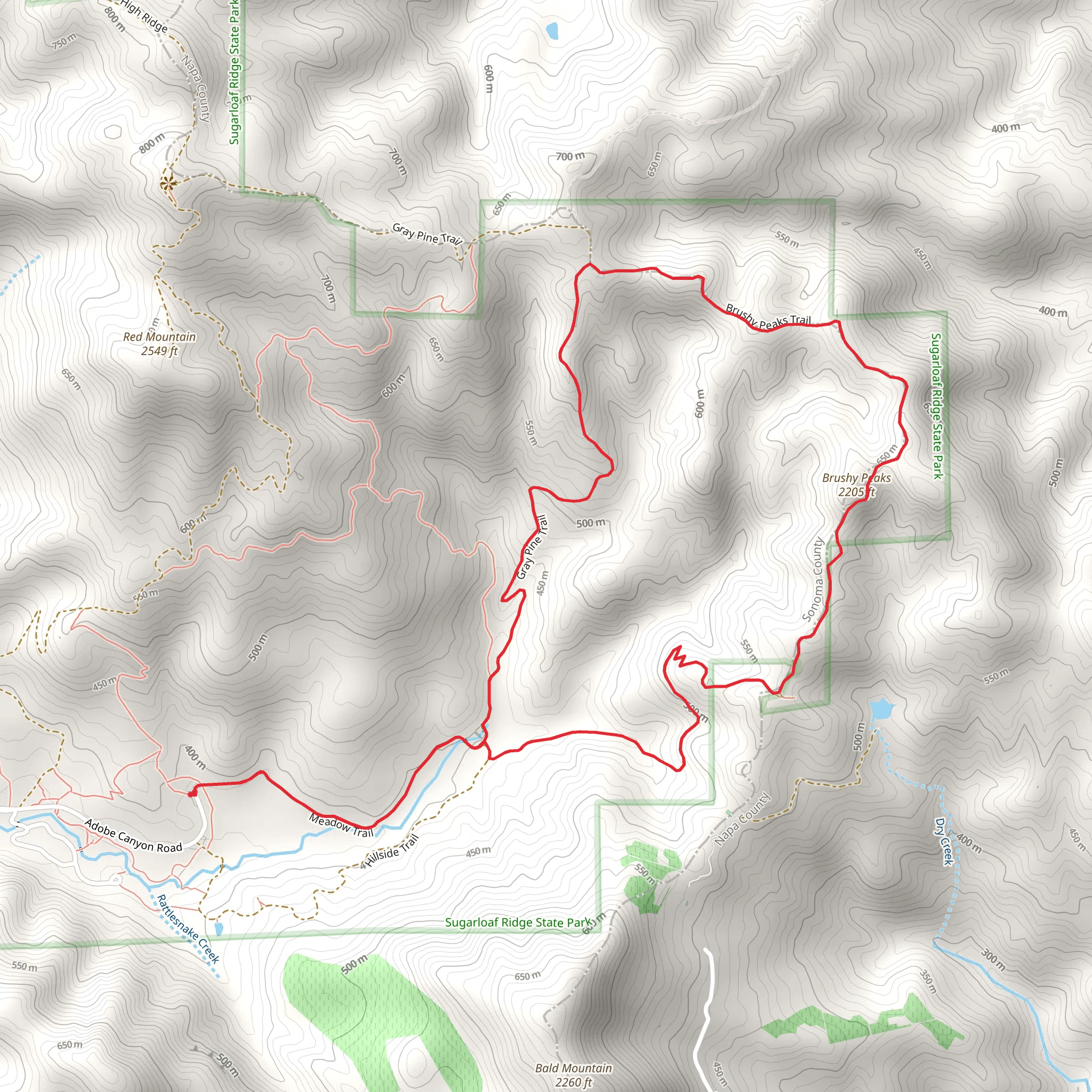 Brushy Peaks Loop Trail mobile static map