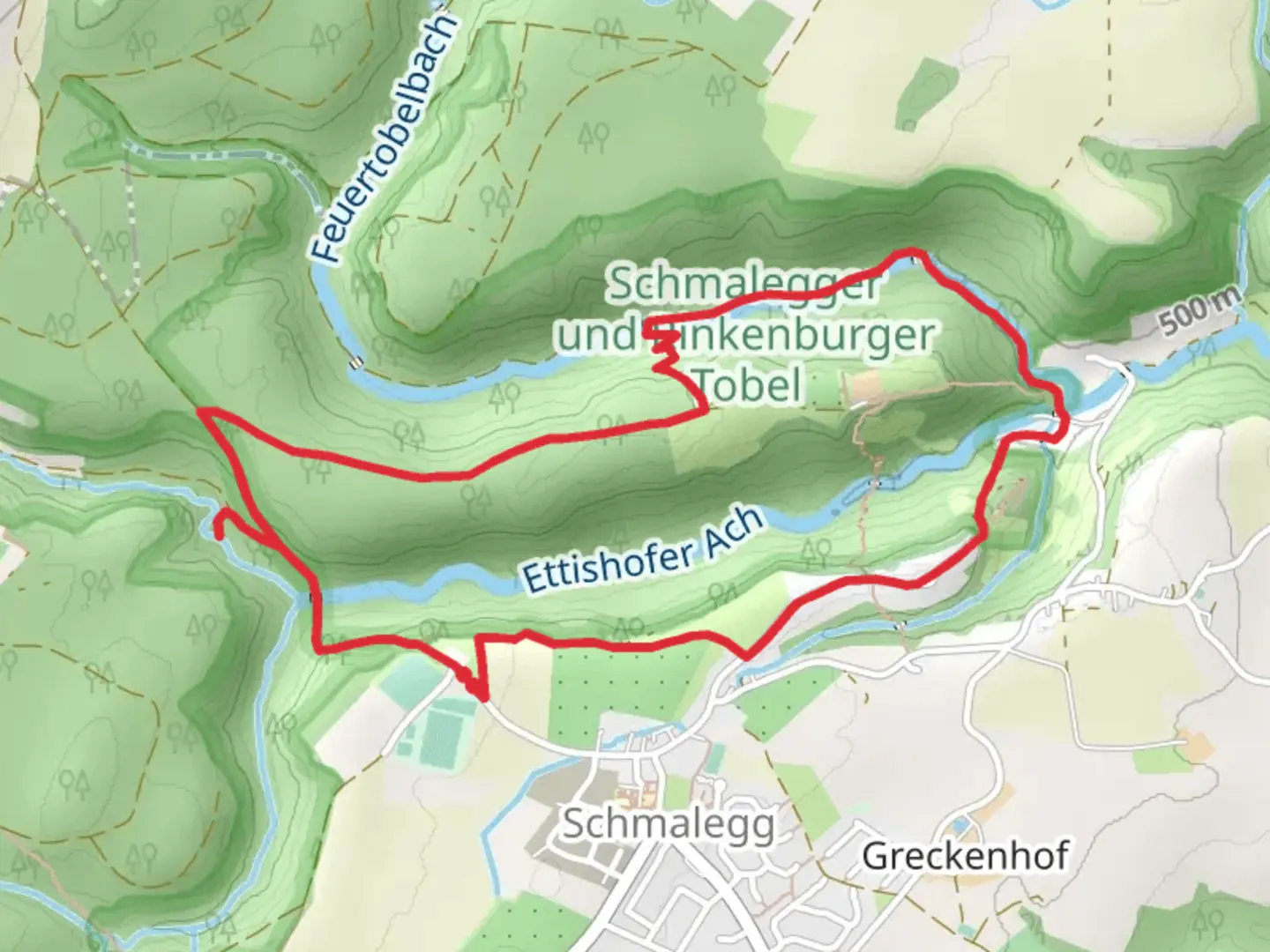 An image depicting the trail Rinkenburg and Jägerhaus Loop - Schmalegg and its surrounding area.