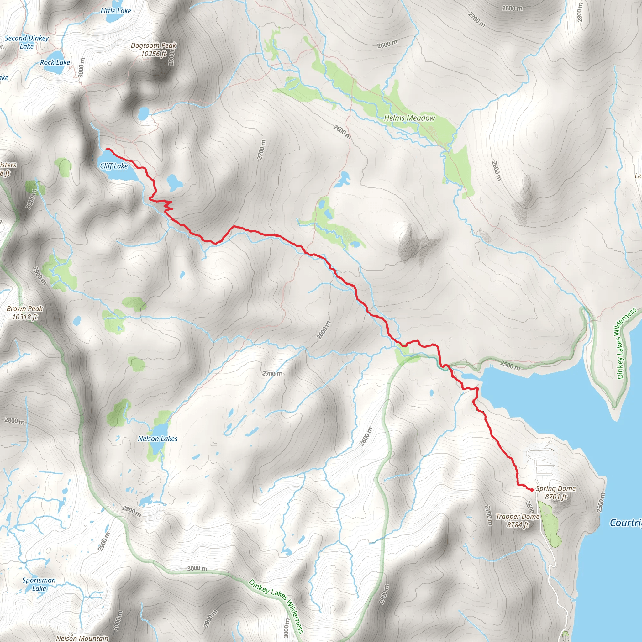 Cliff Lake via Dinkey Lakes Trail mobile static map