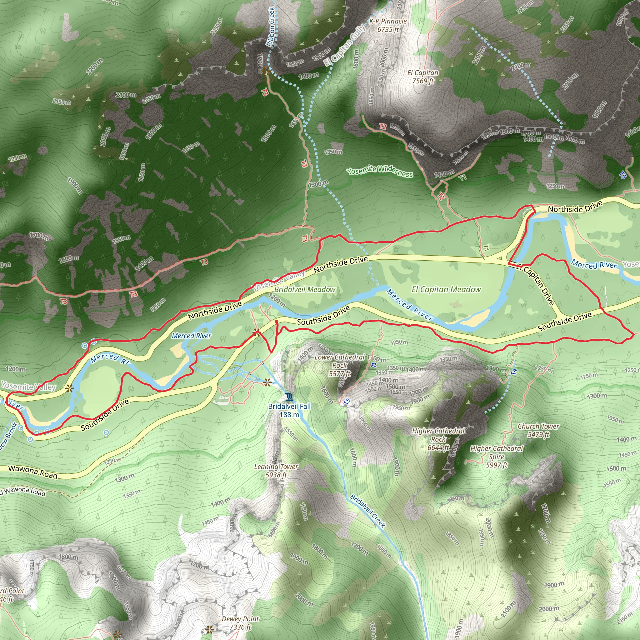 Merced River - Valley Loop Trail mobile static map