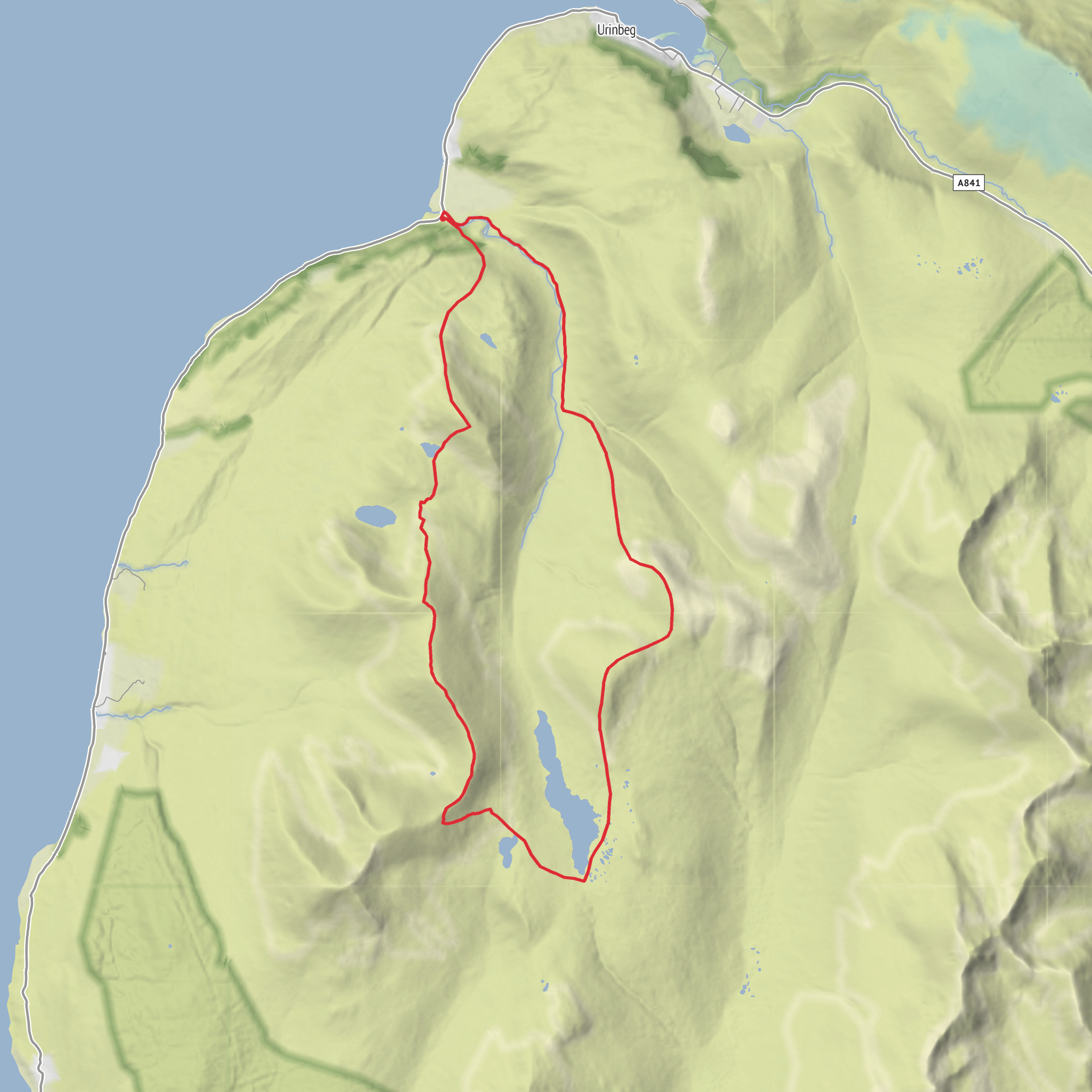 Meall nan Damh, Dubh Loch, Loch Tanna and Beinn Tarsuinn Loop mobile static map