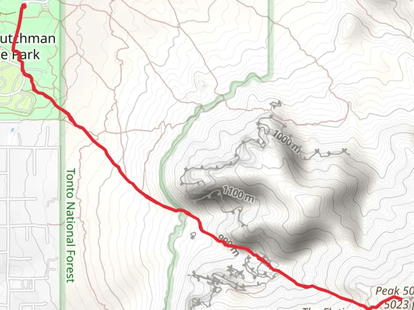 An image depicting the trail Peak 5024 and its surrounding area.