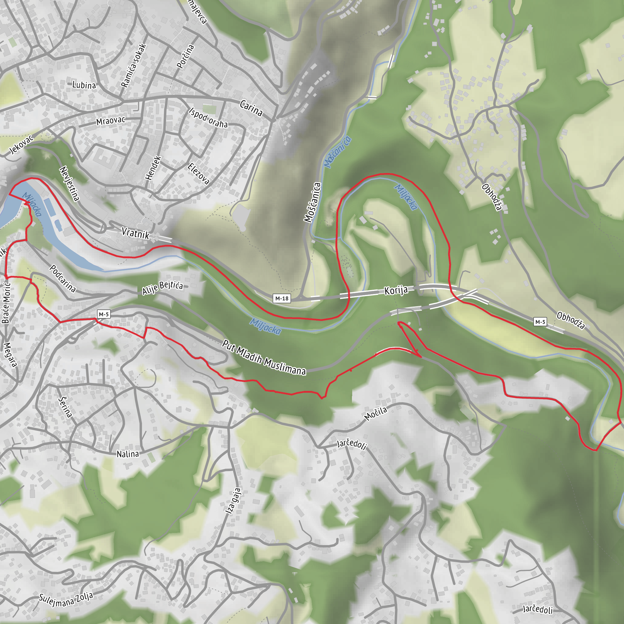 Hike from Sarajevo to Goat Bridge and Abandoned Railway Tunnel mobile static map