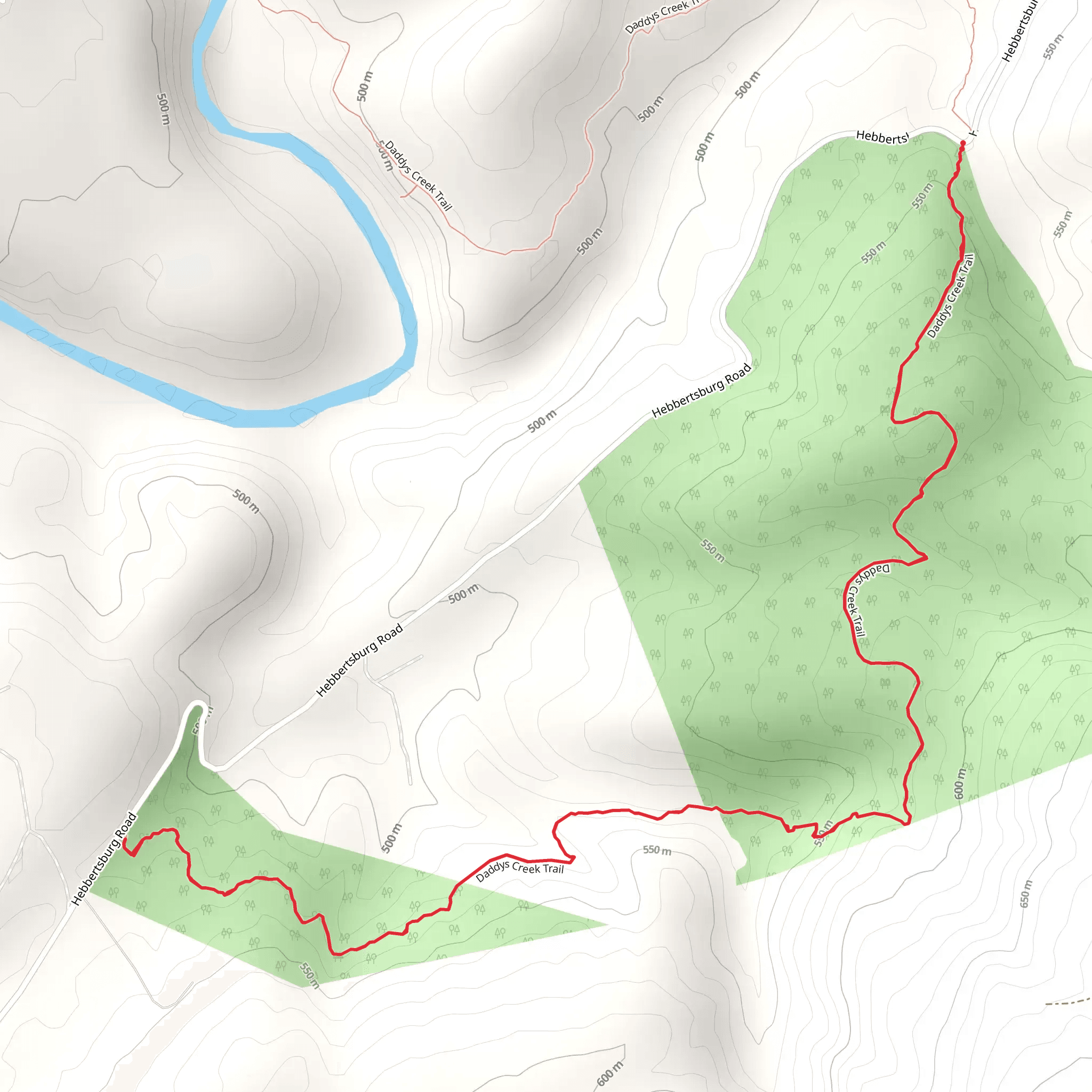 Daddys Creek Trail mobile static map