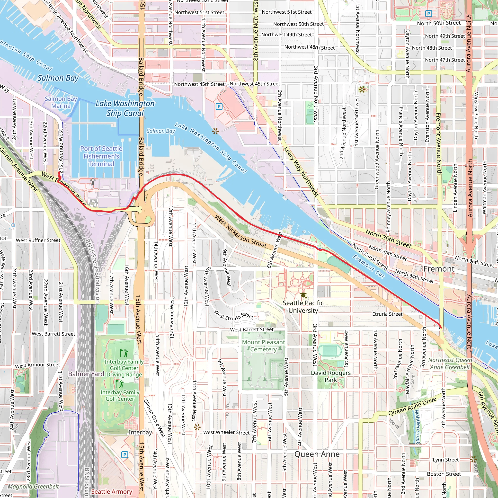 Ship Canal Trail mobile static map