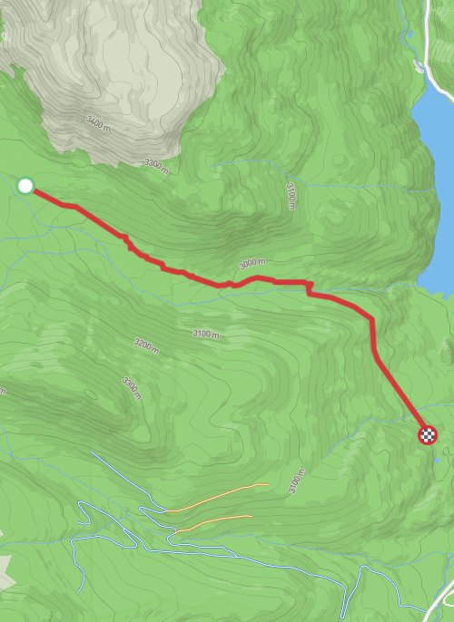 A map preview of the recording Hike on Blue Lake via Blue Lake Trail.