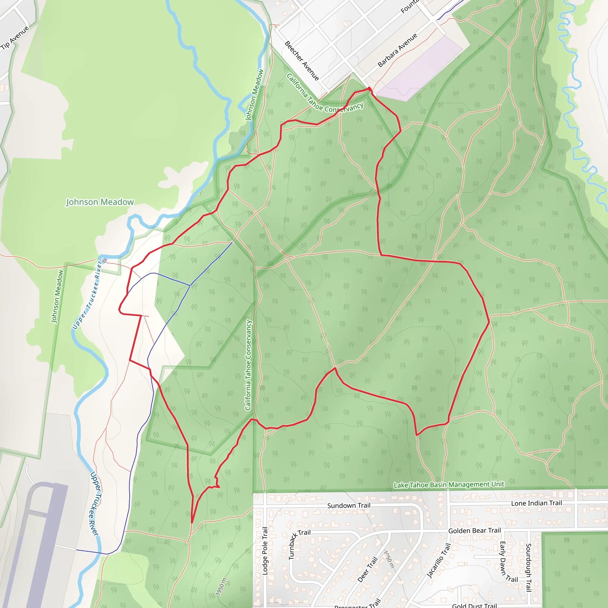 Loop beside Upper Truckee River mobile static map